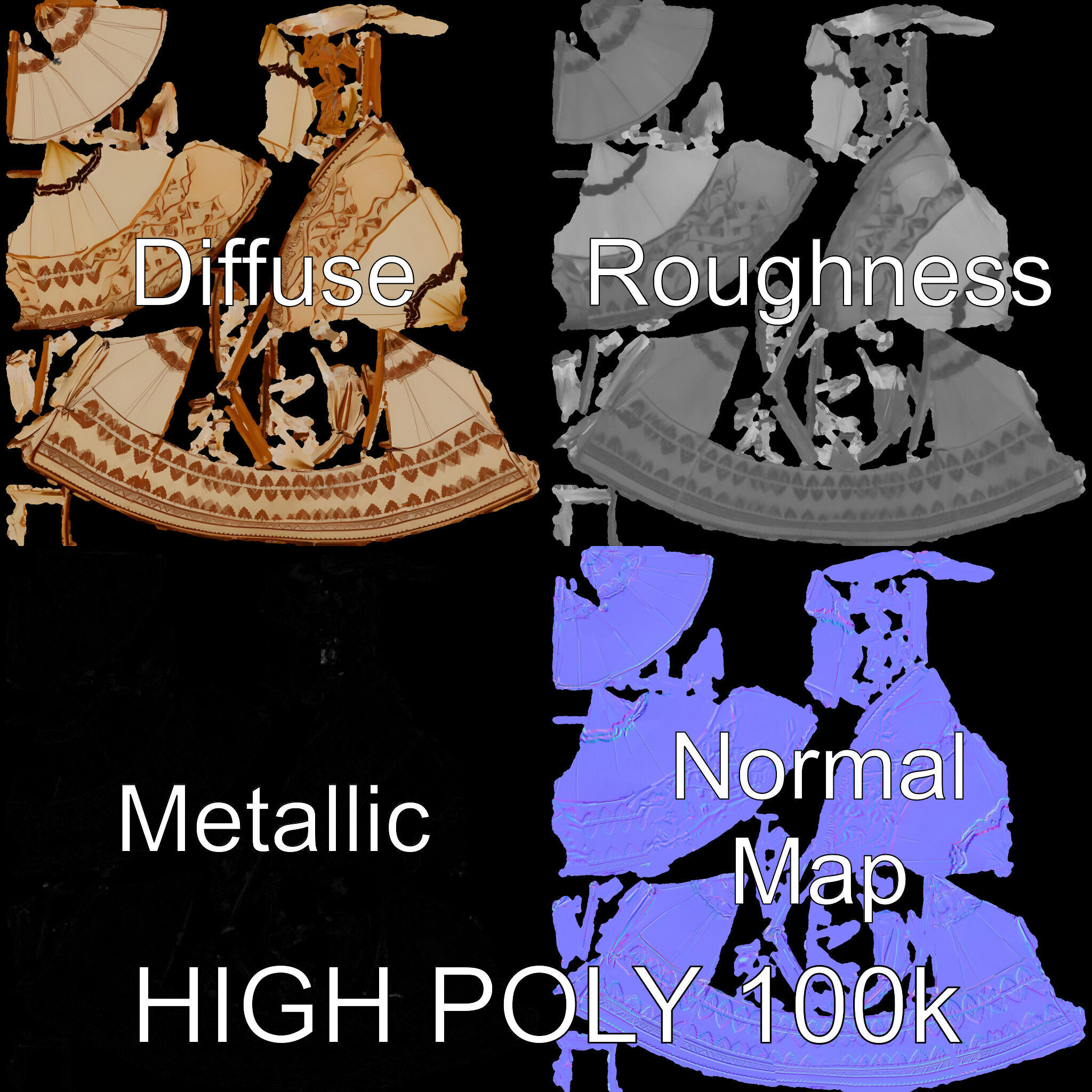 Traditional Teepee Tent Model Pack Low-poly 3D model_3