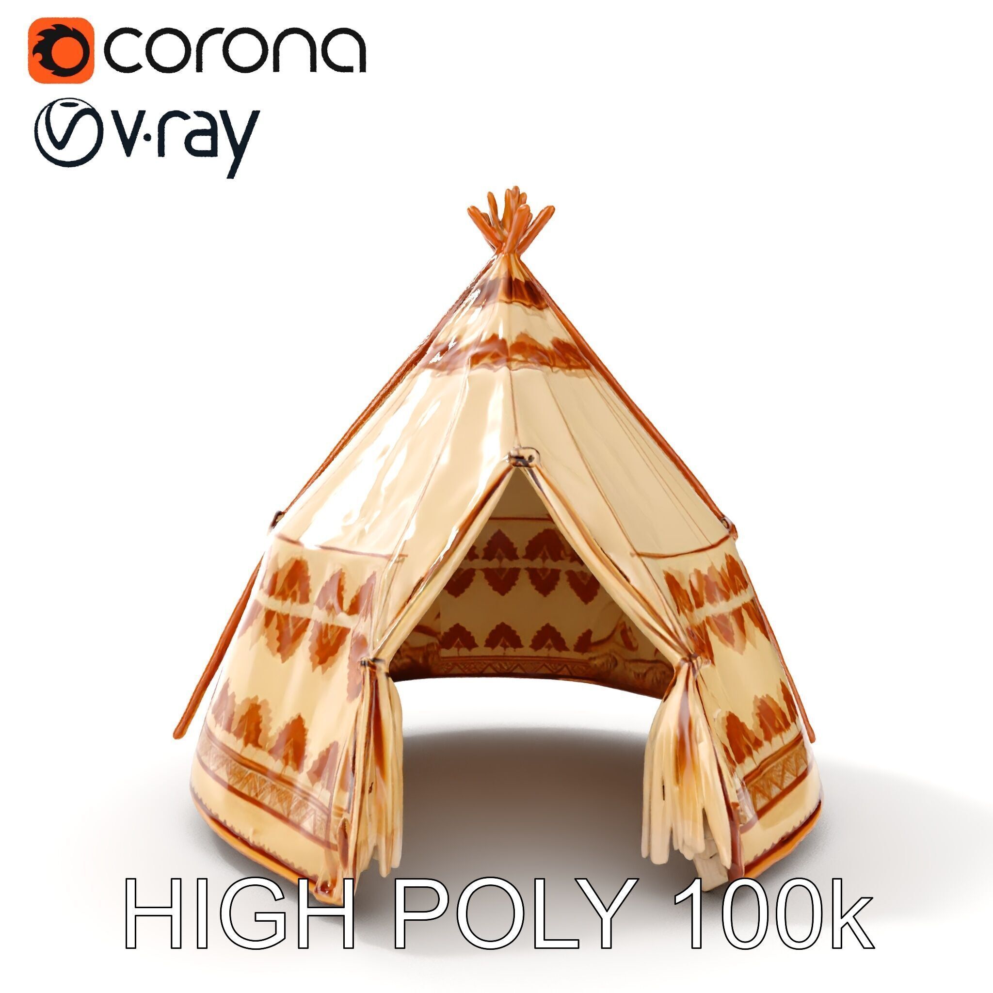 Traditional Teepee Tent Model Pack Low-poly 3D model_12