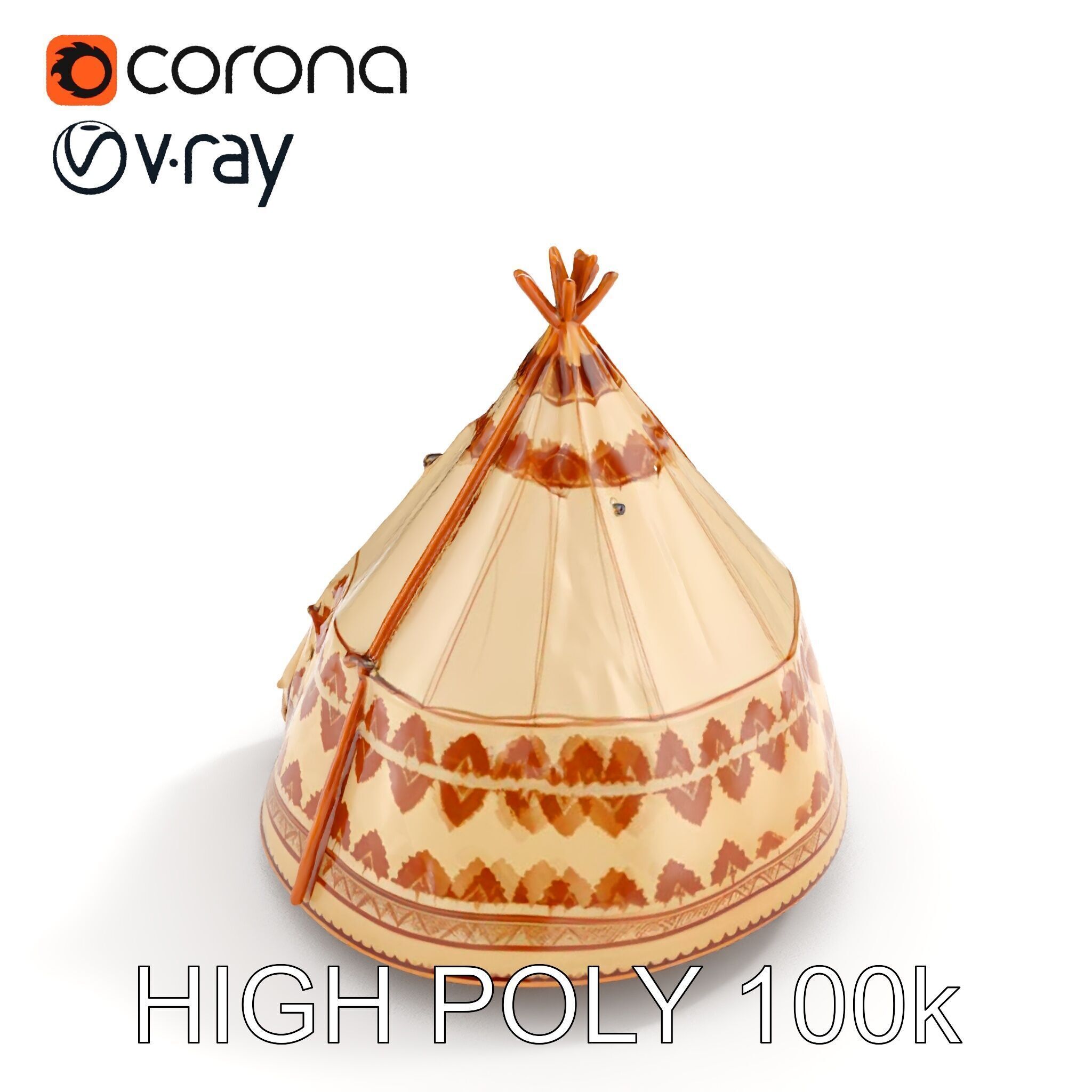 Traditional Teepee Tent Model Pack Low-poly 3D model_7