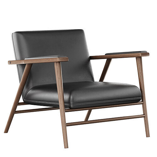 Grain Leather Black Melrose Accent Chair 3D model