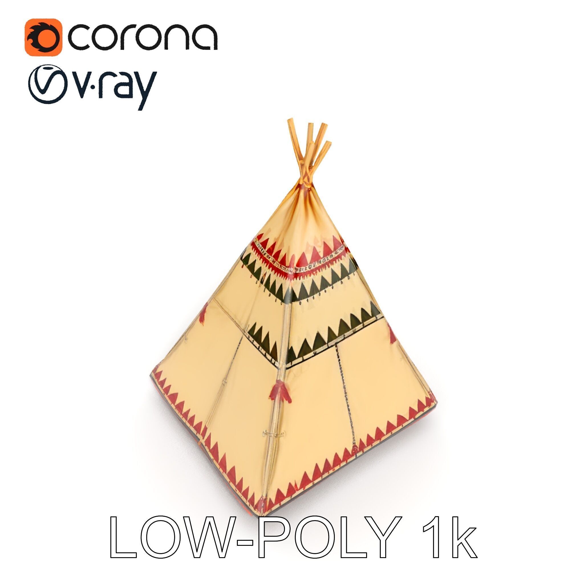 Colorful Teepee Tent D Model Pack Low-poly 3D model_7
