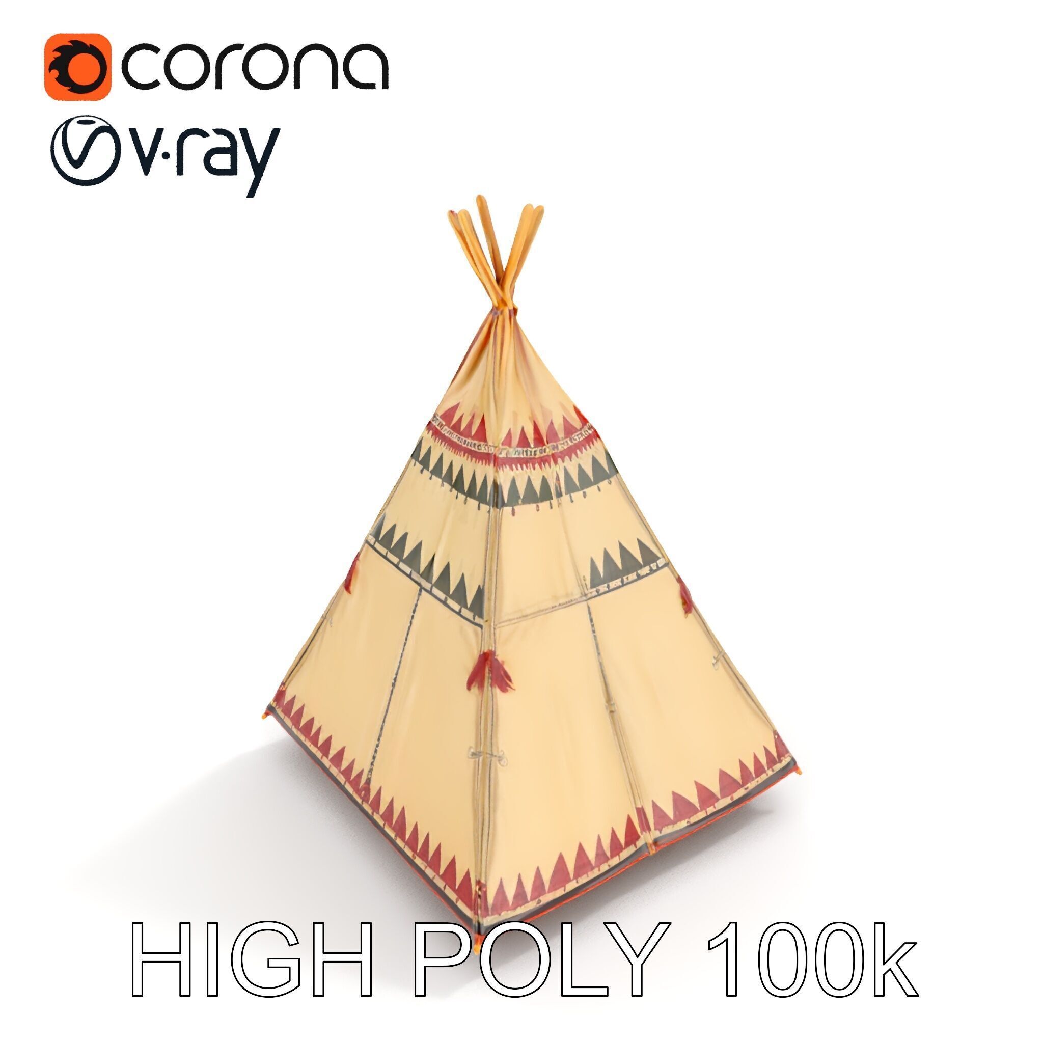 Colorful Teepee Tent D Model Pack Low-poly 3D model_35