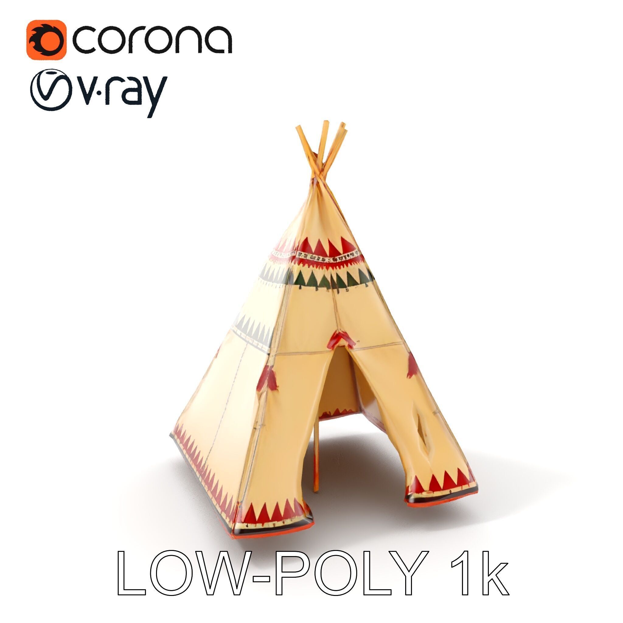 Colorful Teepee Tent D Model Pack Low-poly 3D model_29