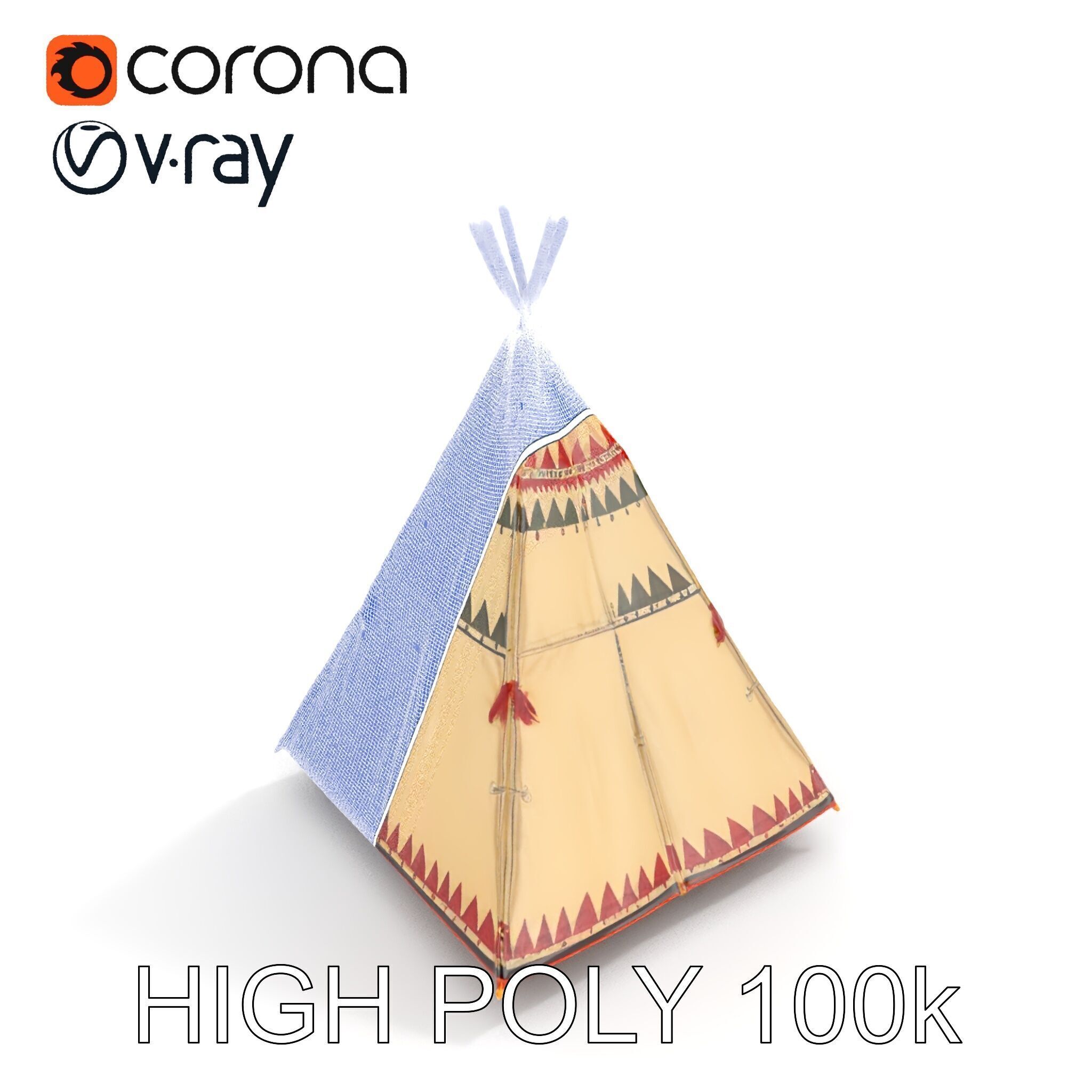 Colorful Teepee Tent D Model Pack Low-poly 3D model_16