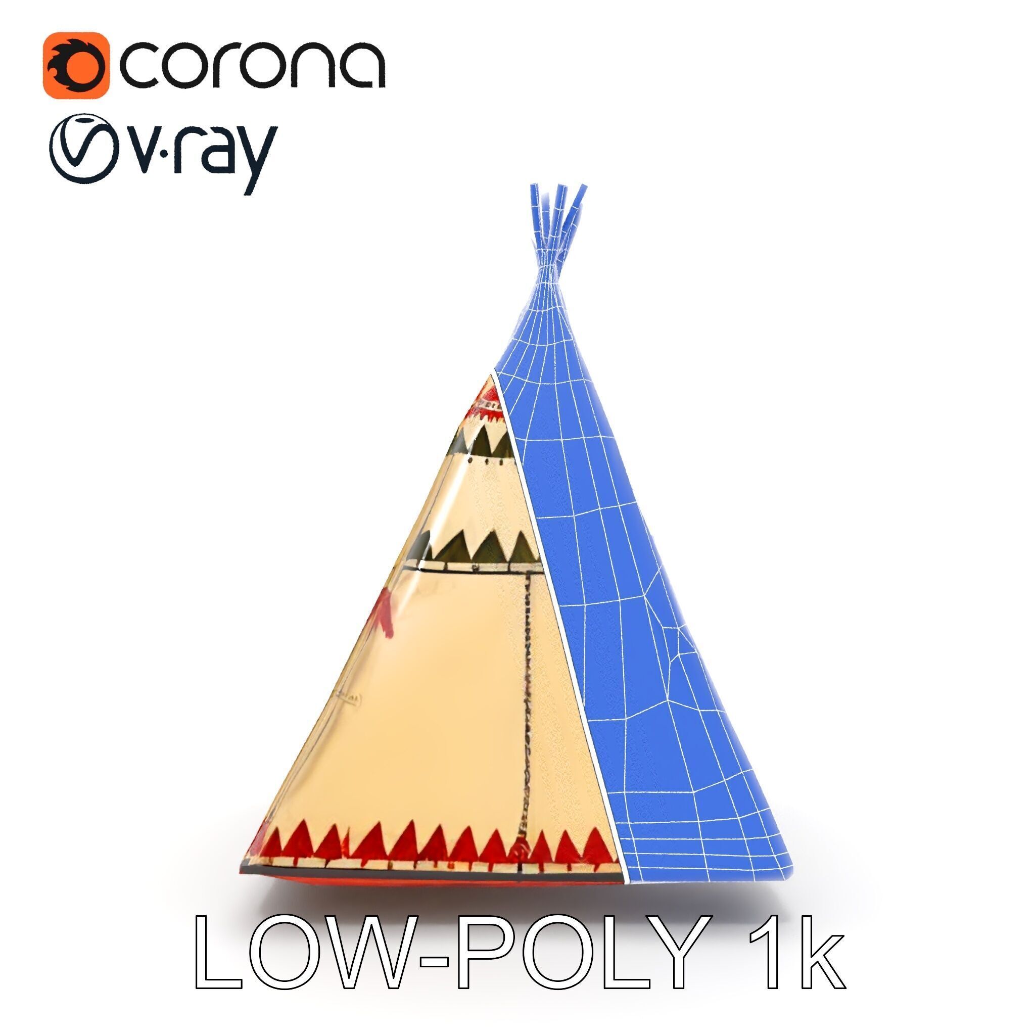 Colorful Teepee Tent D Model Pack Low-poly 3D model_10