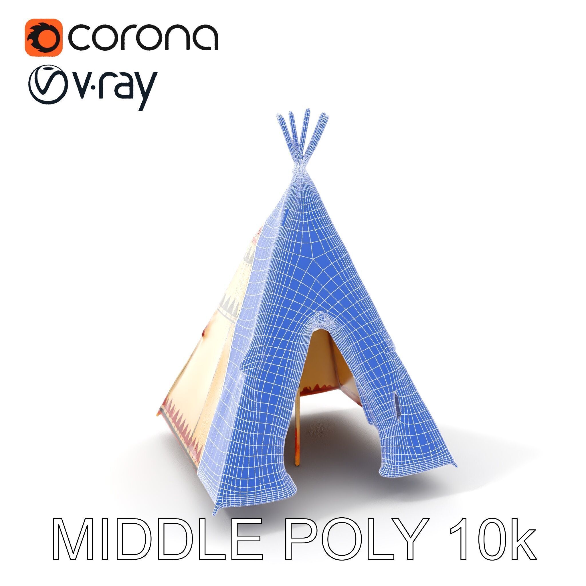 Colorful Teepee Tent D Model Pack Low-poly 3D model_6