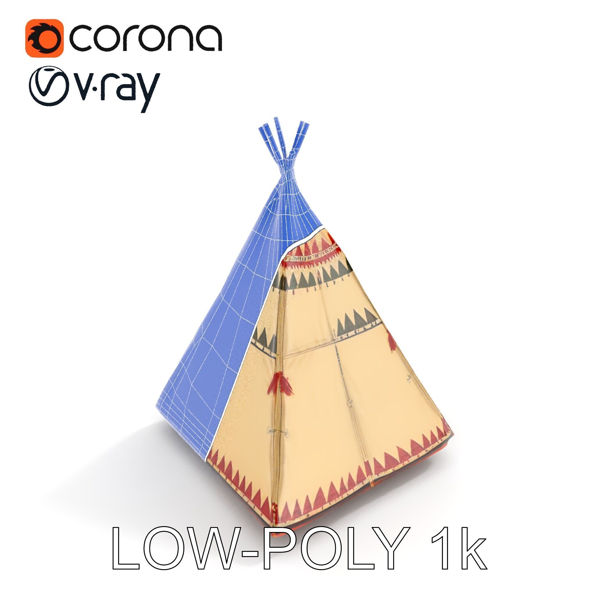 Colorful Teepee Tent D Model Pack Low-poly 3D model_23