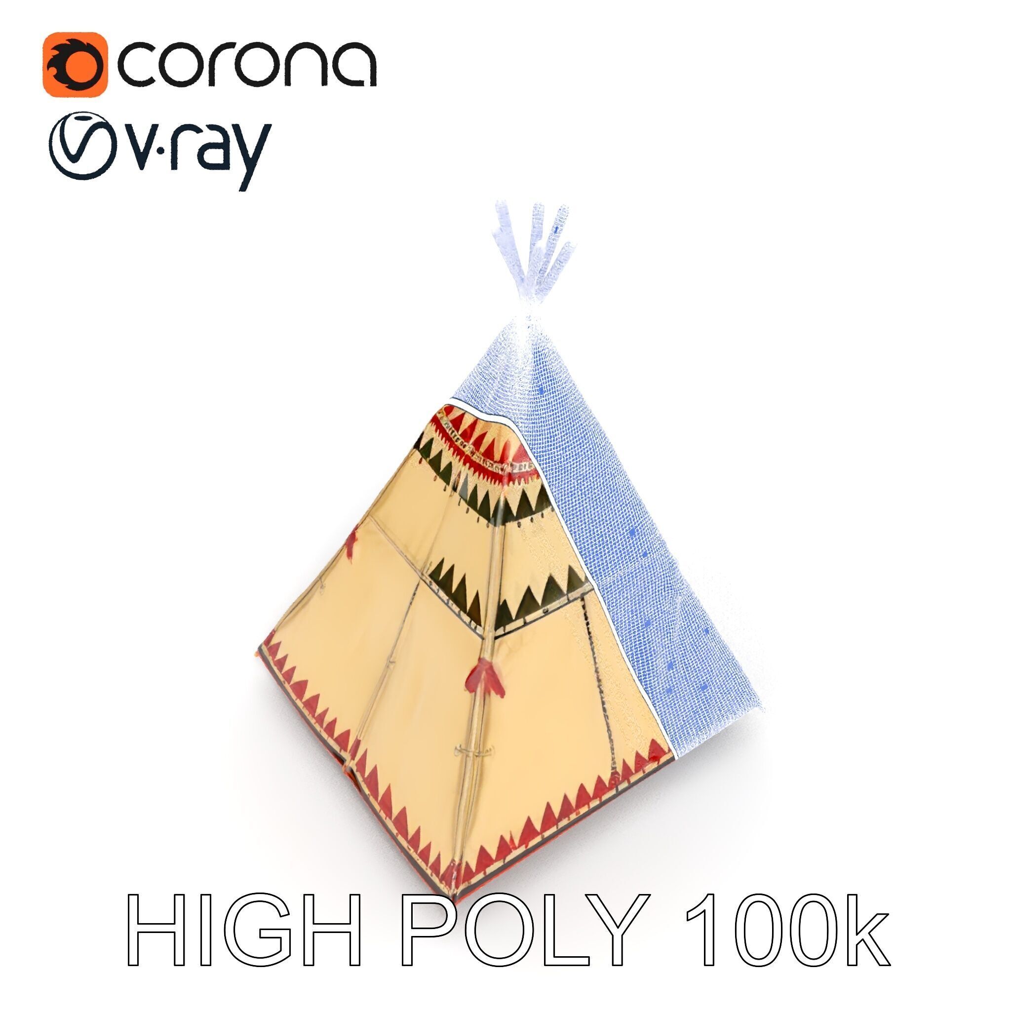 Colorful Teepee Tent D Model Pack Low-poly 3D model_11