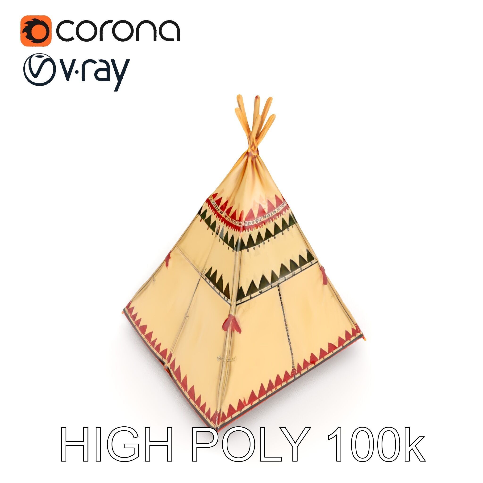 Colorful Teepee Tent D Model Pack Low-poly 3D model_8
