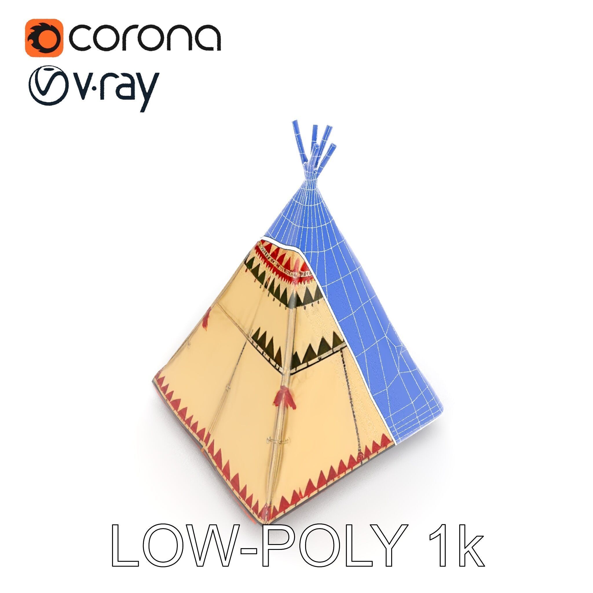 Colorful Teepee Tent D Model Pack Low-poly 3D model_13