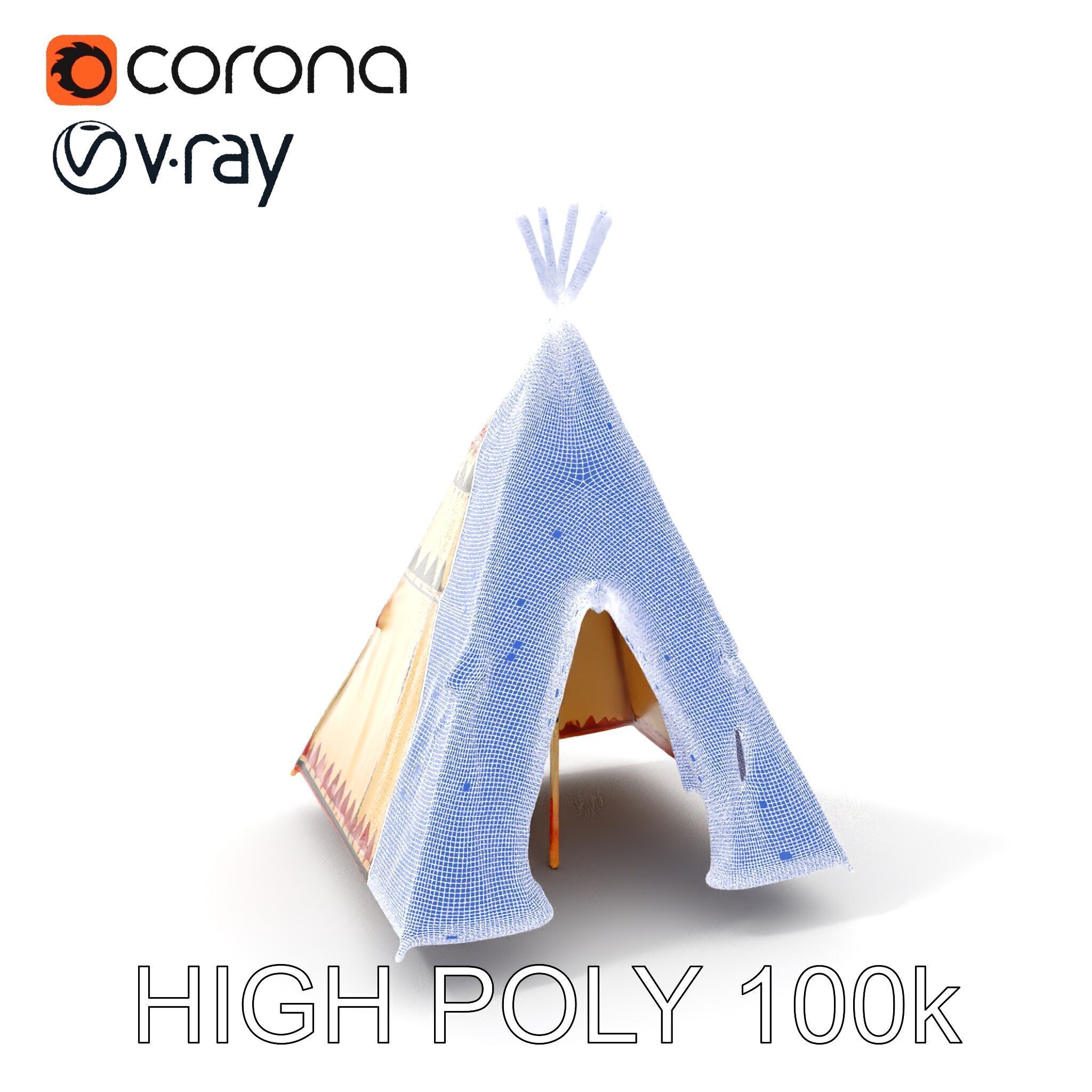 Colorful Teepee Tent D Model Pack Low-poly 3D model_4