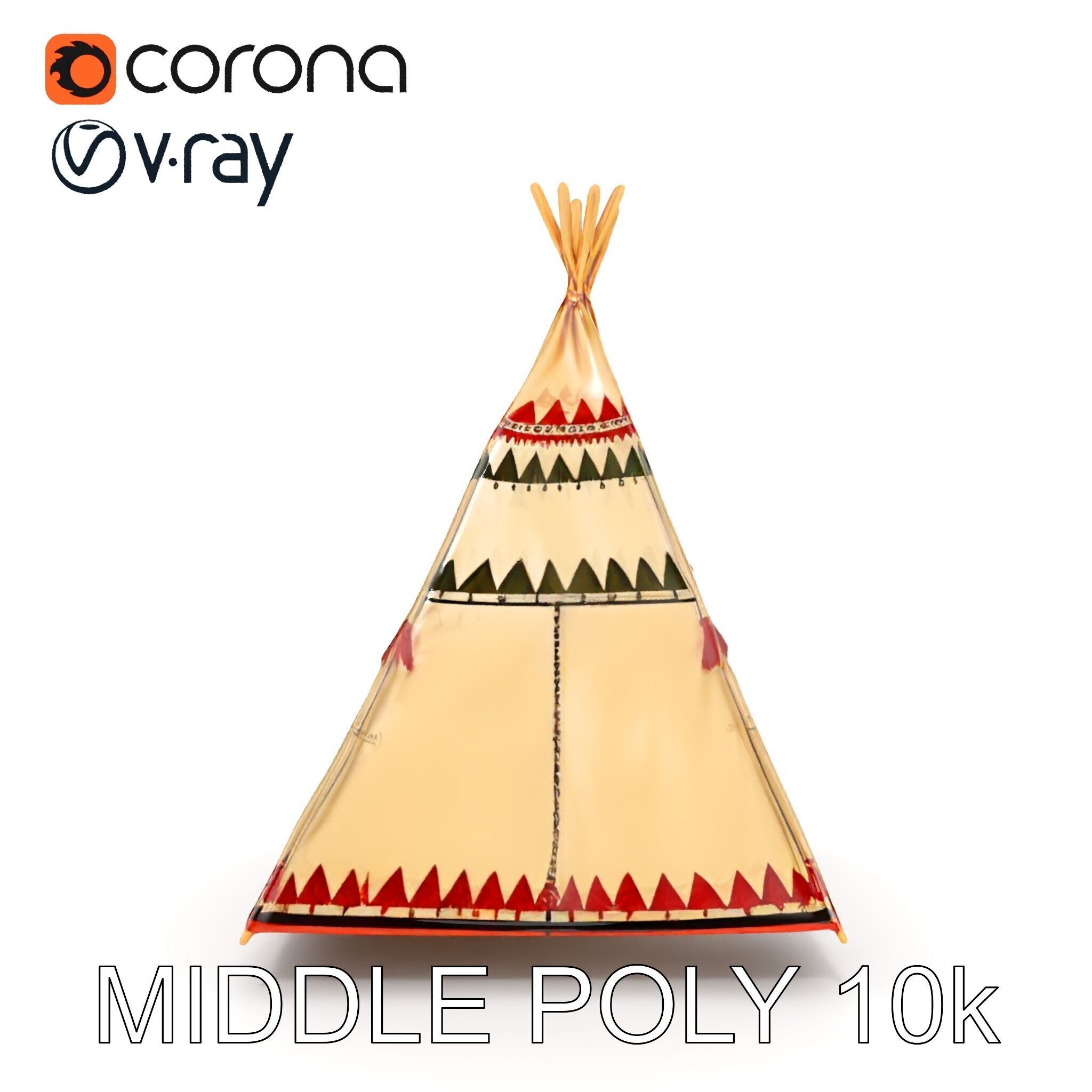 Colorful Teepee Tent D Model Pack Low-poly 3D model_9