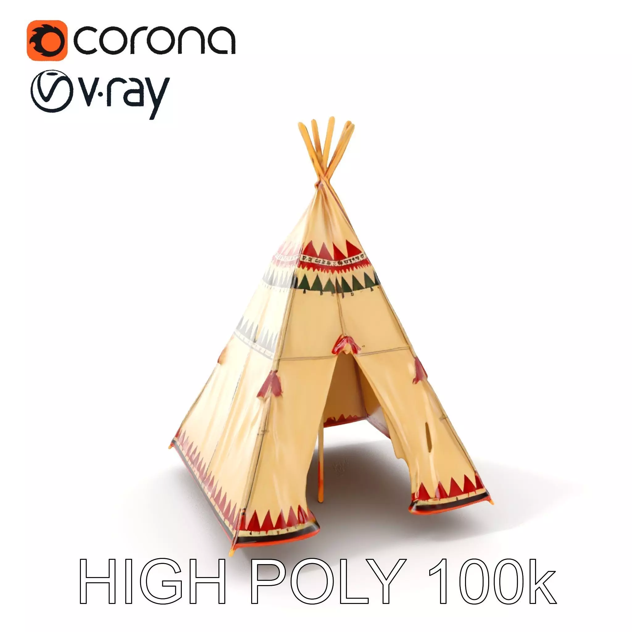 Colorful Teepee Tent D Model Pack Low-poly 3D model_0
