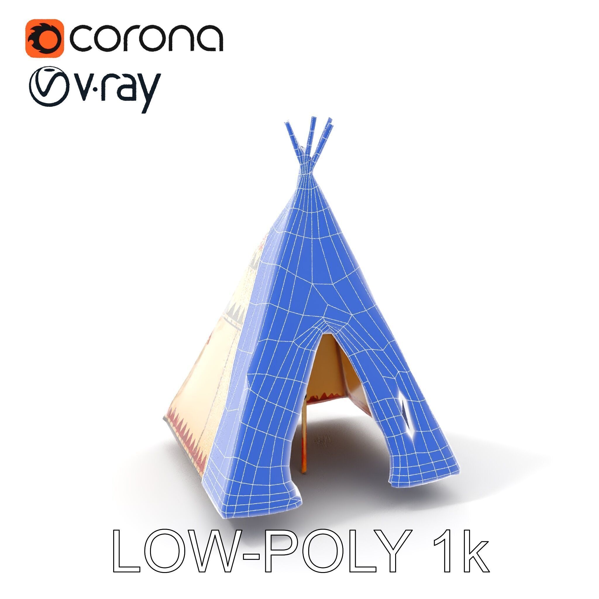 Colorful Teepee Tent D Model Pack Low-poly 3D model_31