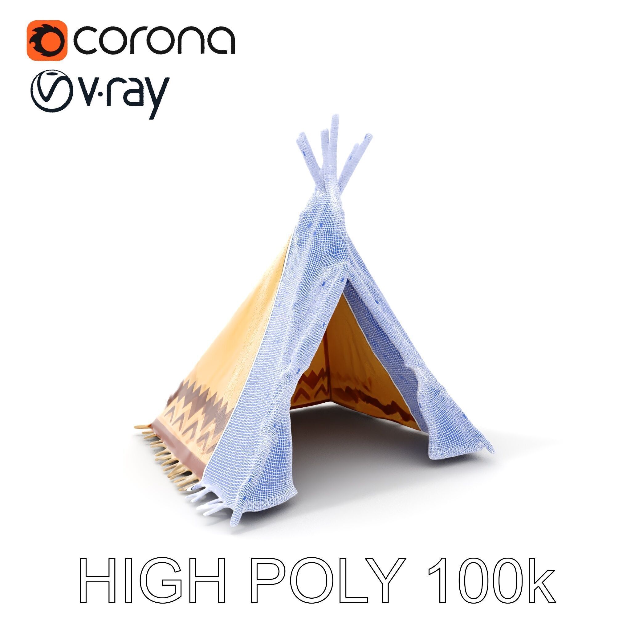 Traditional Teepee Model Pack with HighResolution Textures Low-poly 3D model_4