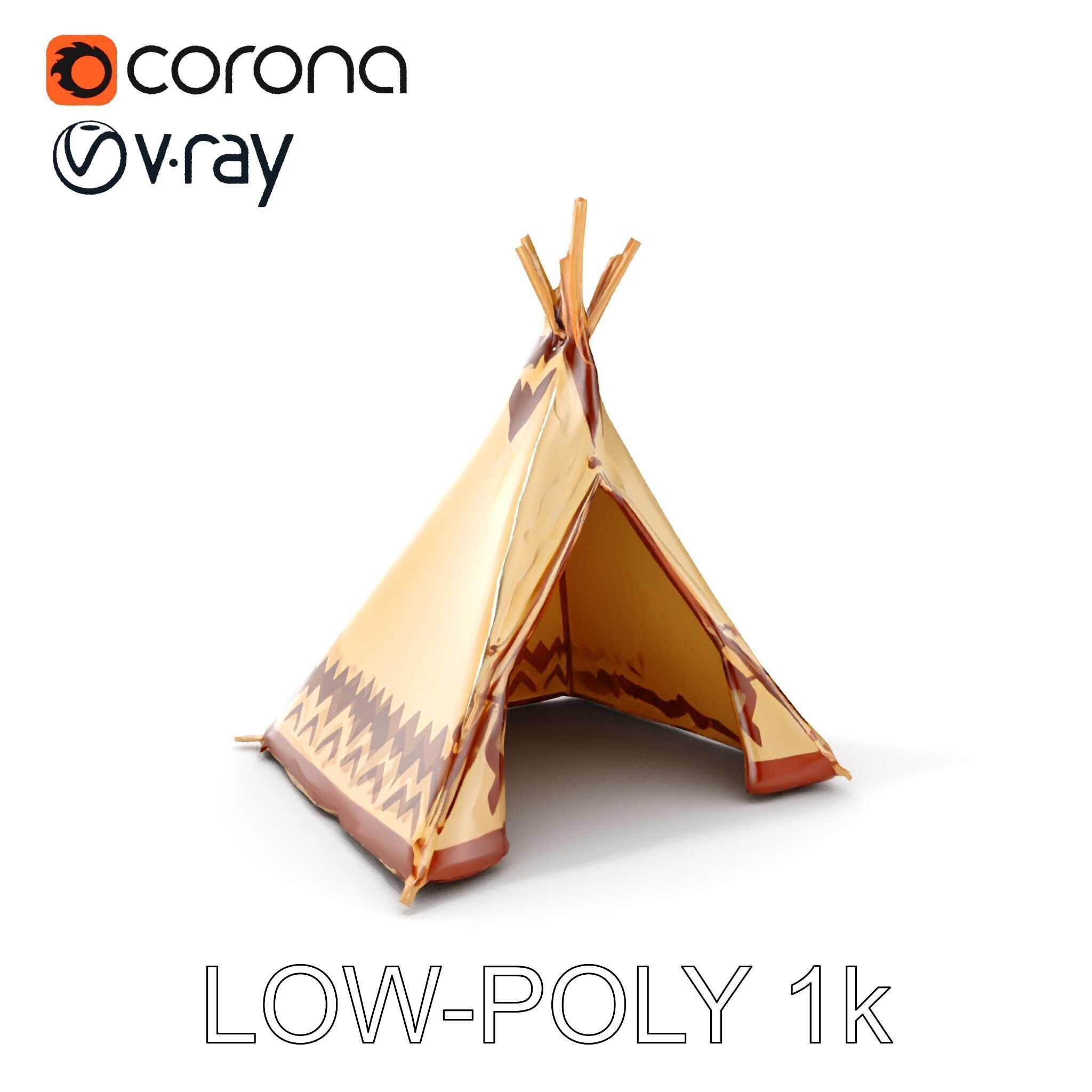 Traditional Teepee Model Pack with HighResolution Textures Low-poly 3D model_31