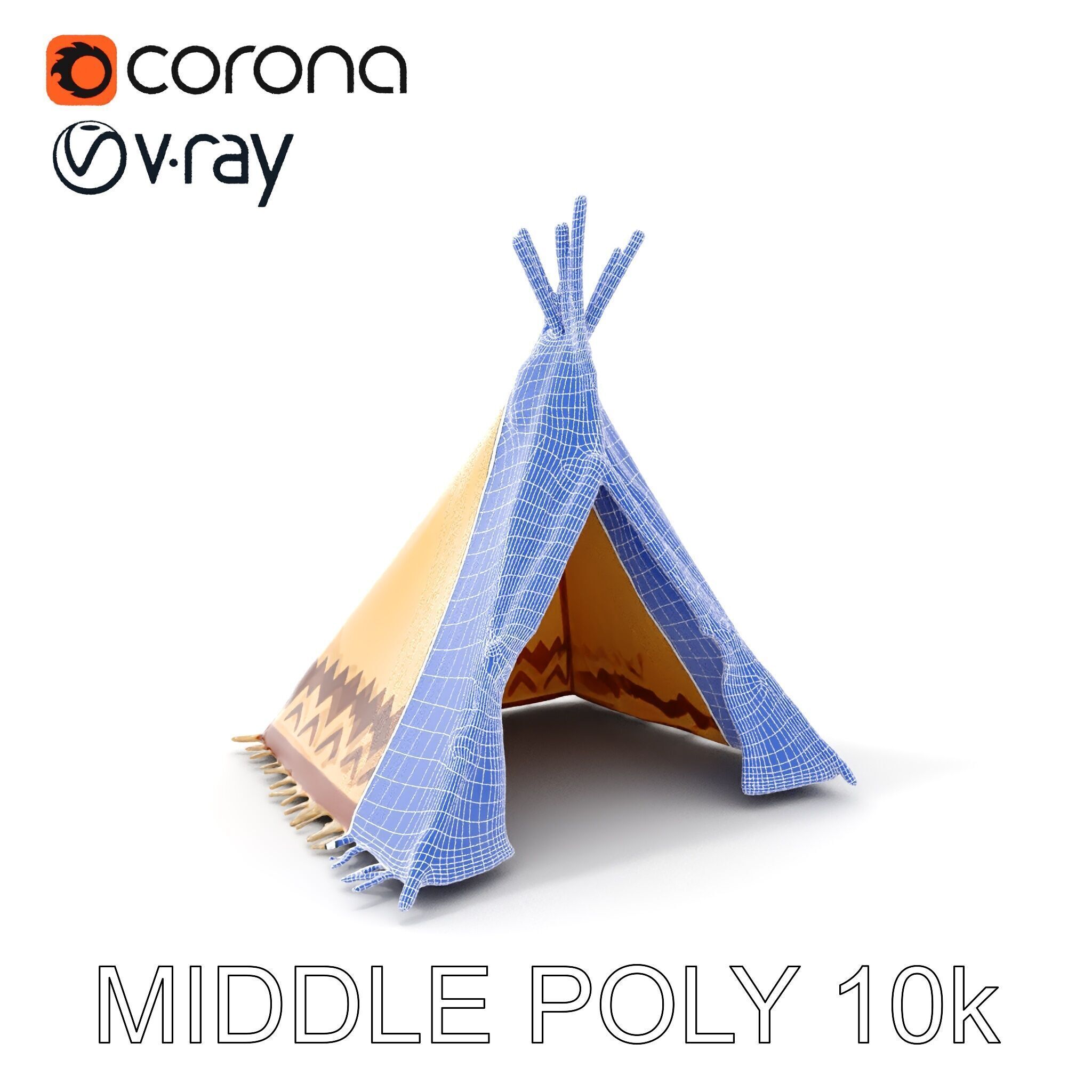 Traditional Teepee Model Pack with HighResolution Textures Low-poly 3D model_6