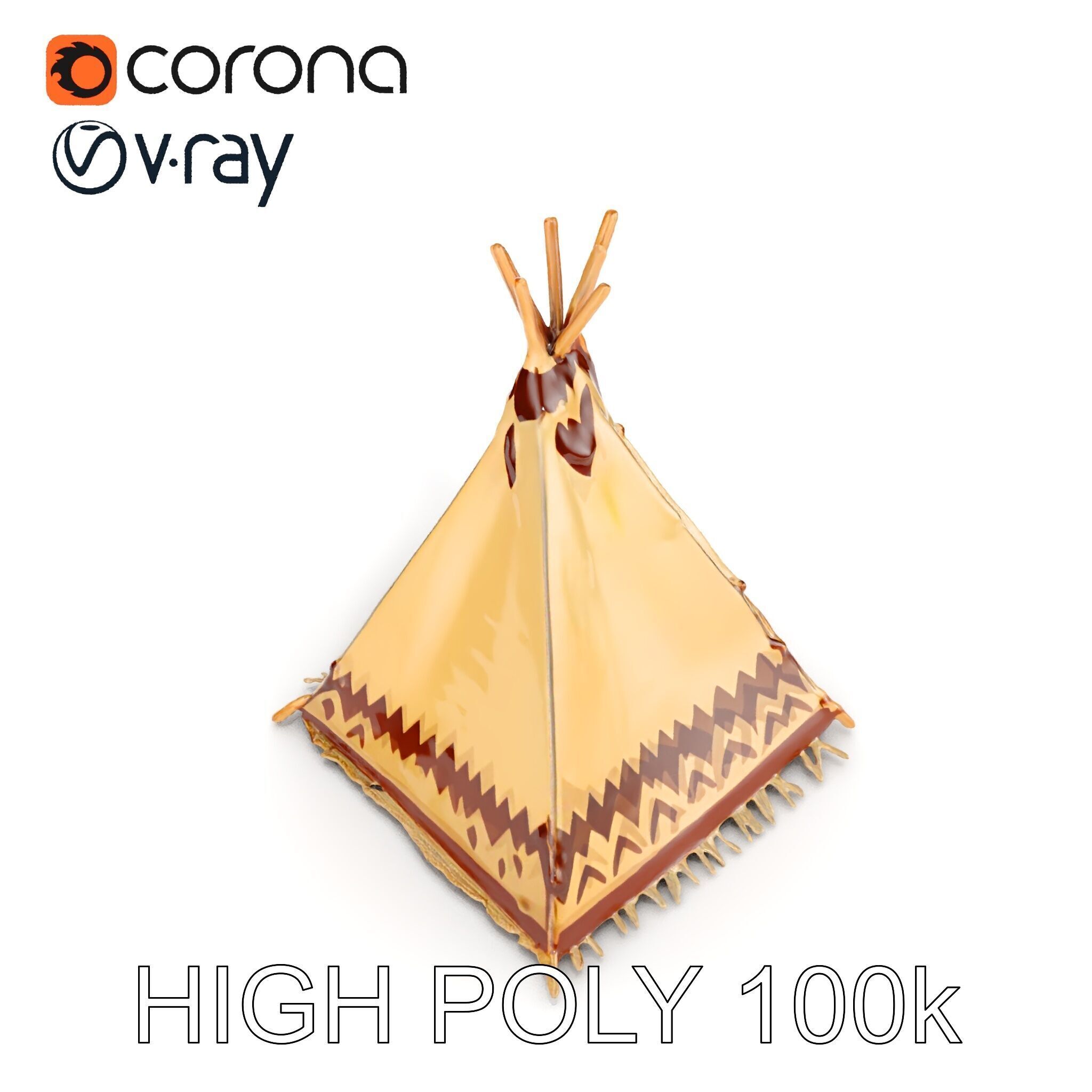 Traditional Teepee Model Pack with HighResolution Textures Low-poly 3D model_23