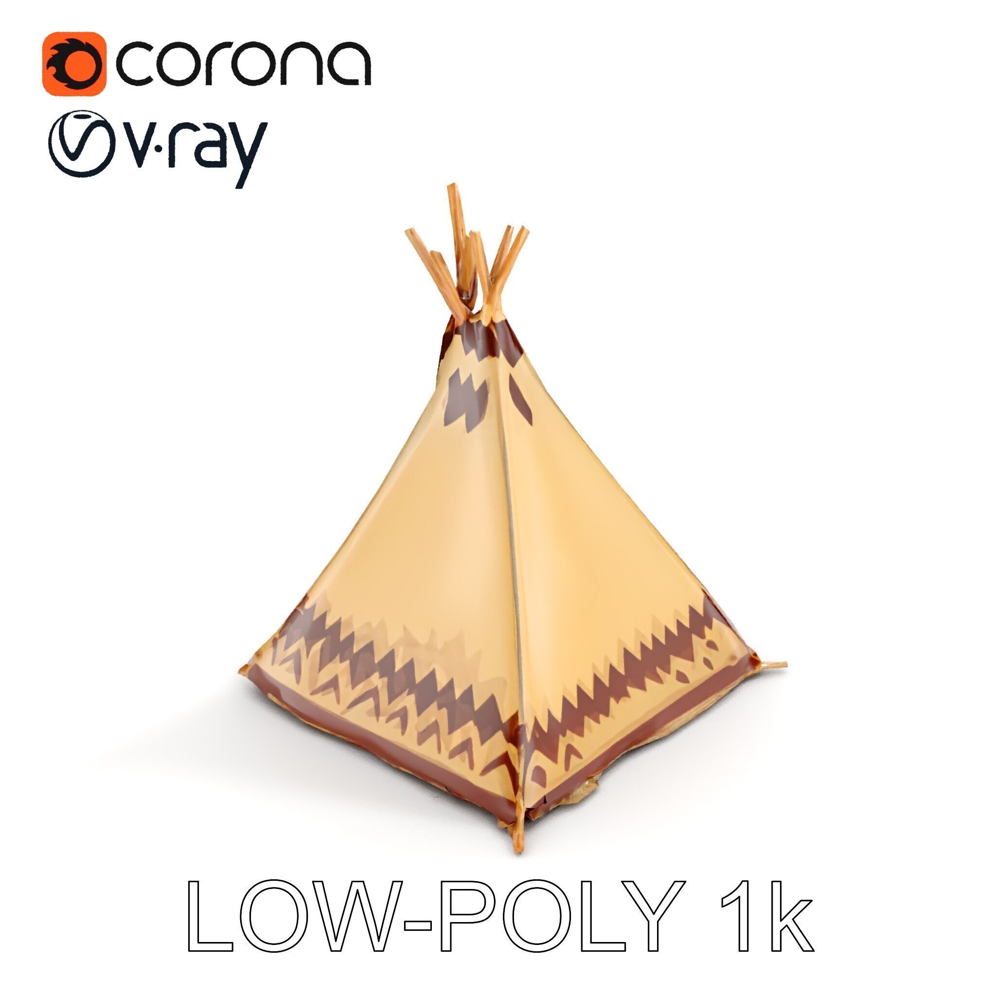 Traditional Teepee Model Pack with HighResolution Textures Low-poly 3D model_33