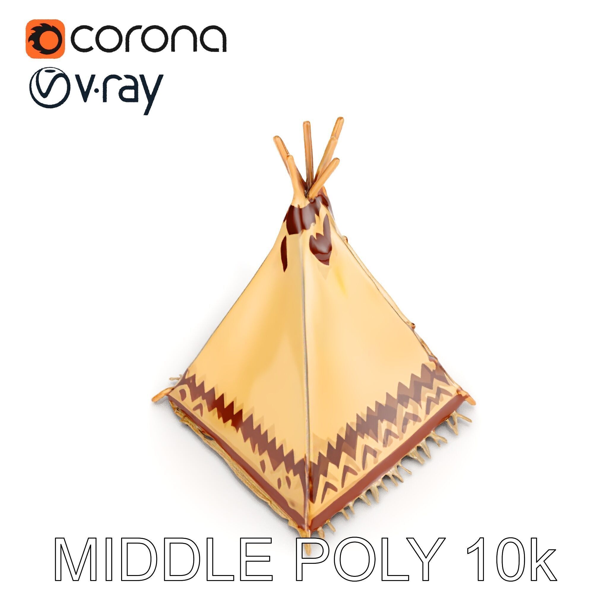 Traditional Teepee Model Pack with HighResolution Textures Low-poly 3D model_8