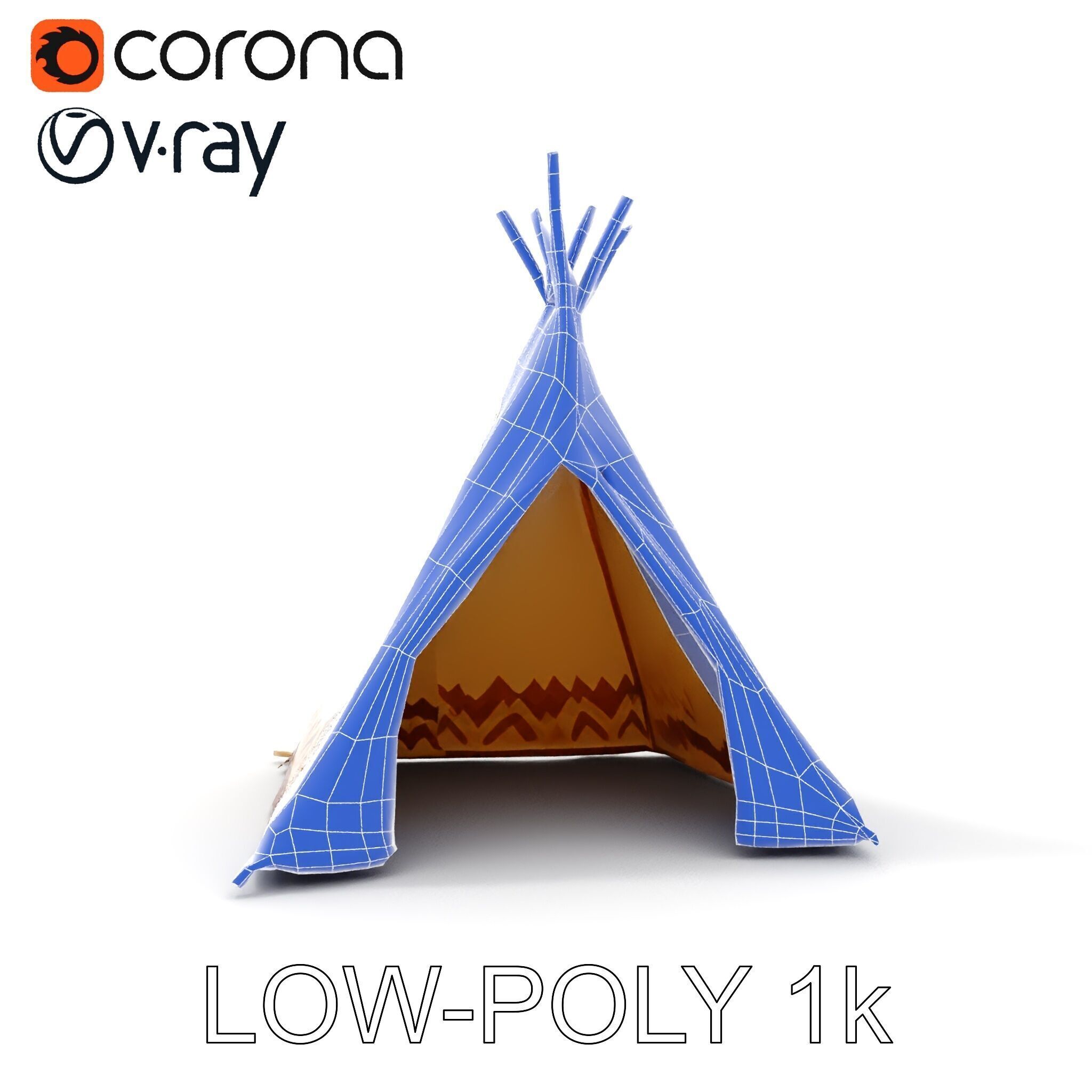 Traditional Teepee Model Pack with HighResolution Textures Low-poly 3D model_7