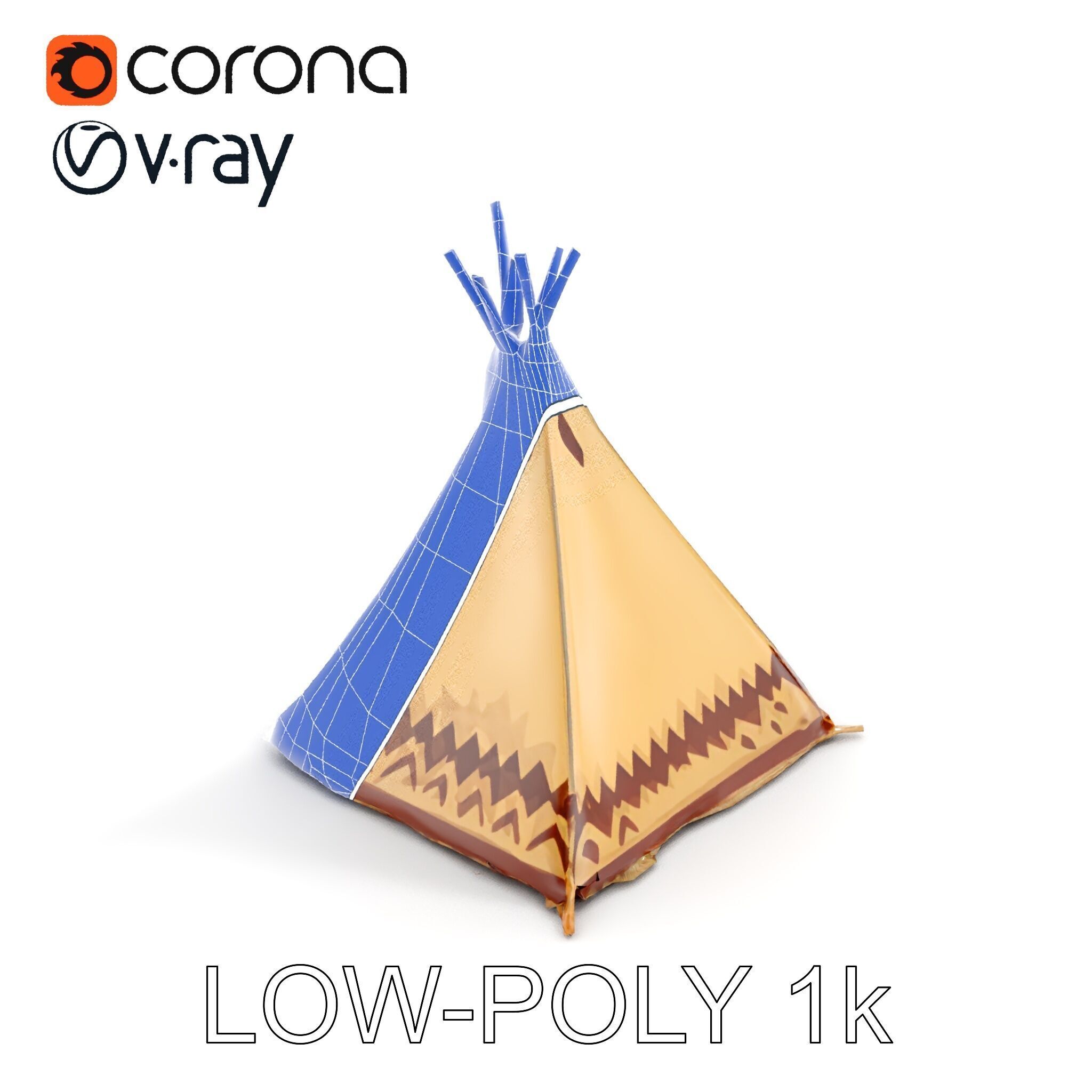 Traditional Teepee Model Pack with HighResolution Textures Low-poly 3D model_25