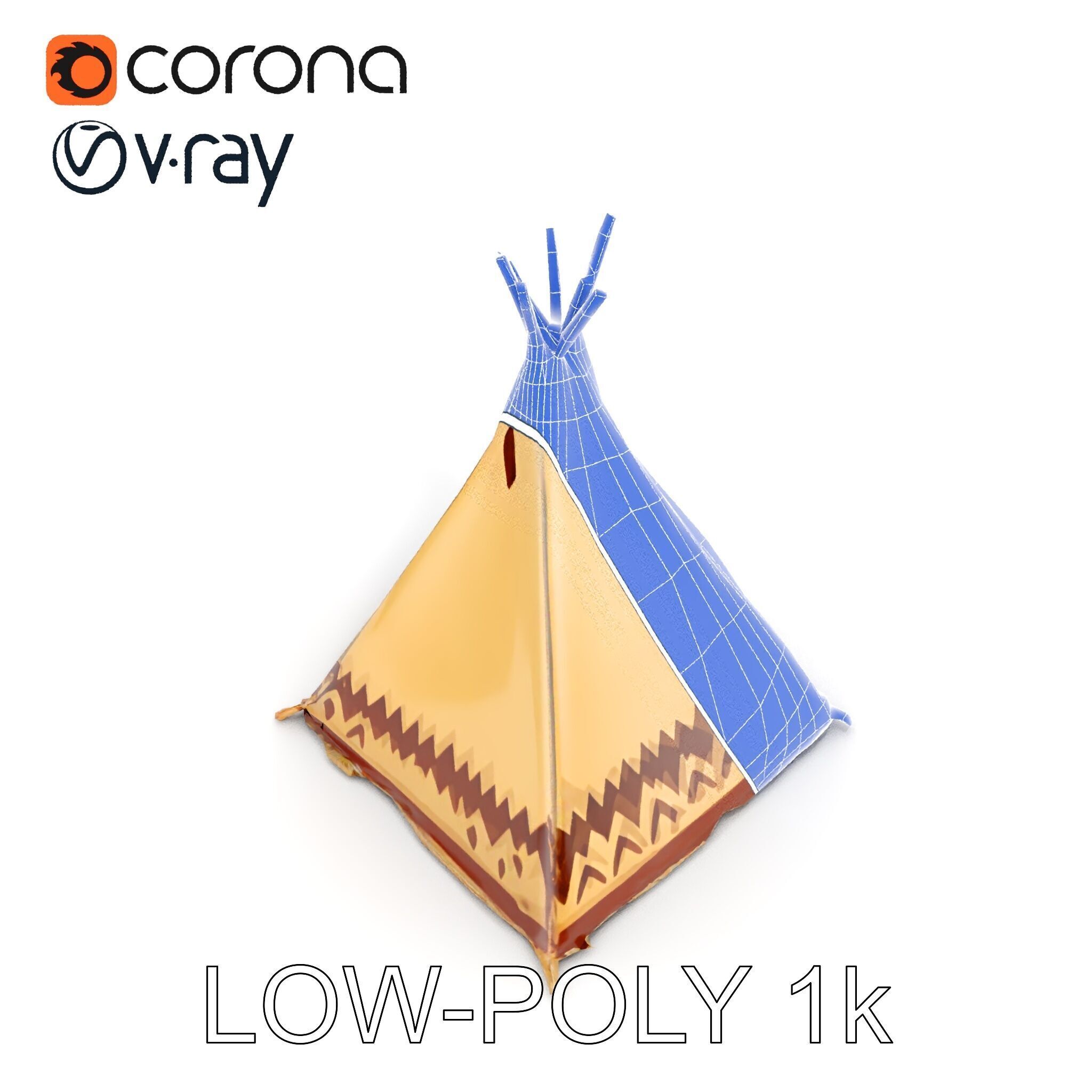 Traditional Teepee Model Pack with HighResolution Textures Low-poly 3D model_9