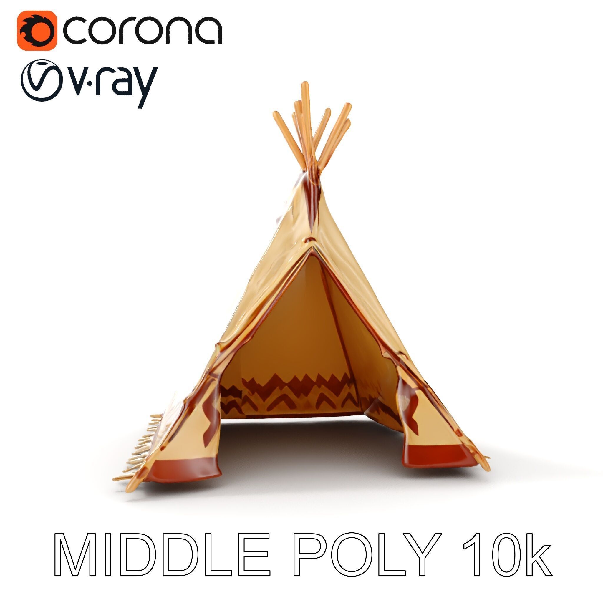 Traditional Teepee Model Pack with HighResolution Textures Low-poly 3D model_13
