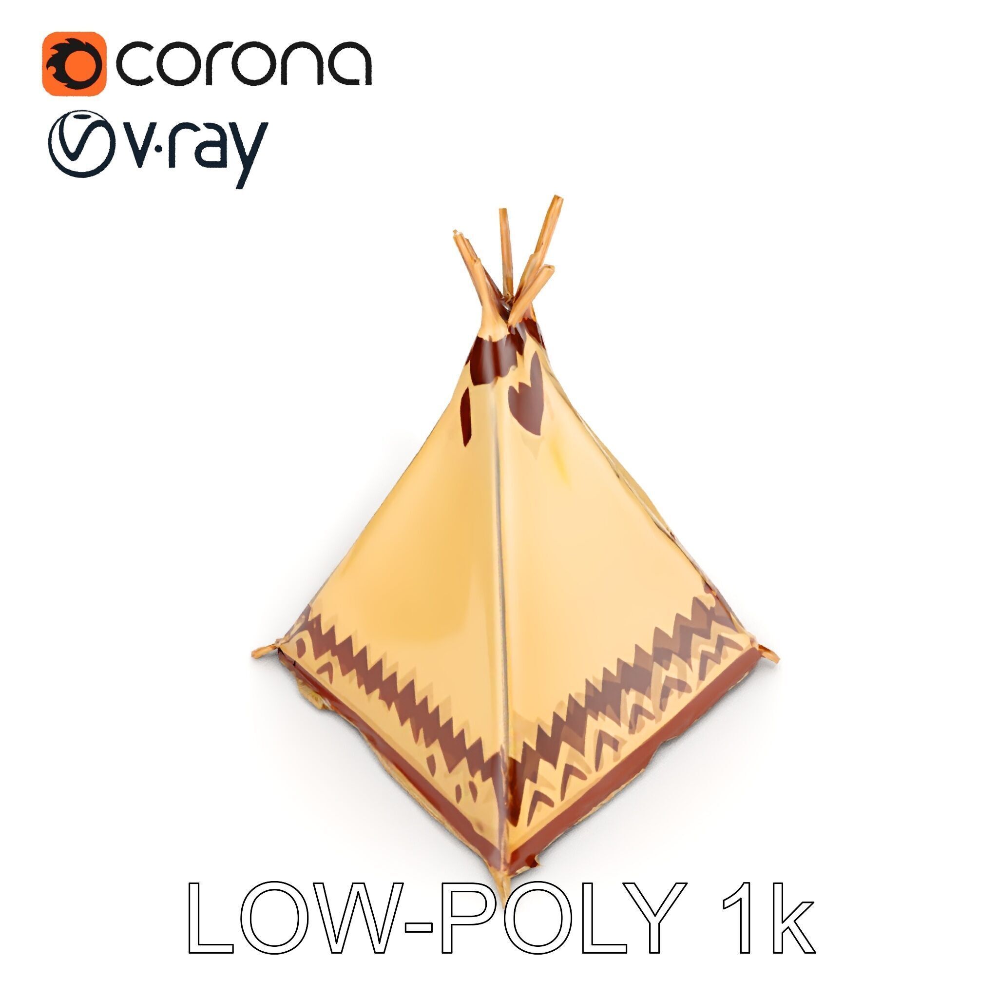 Traditional Teepee Model Pack with HighResolution Textures Low-poly 3D model_11