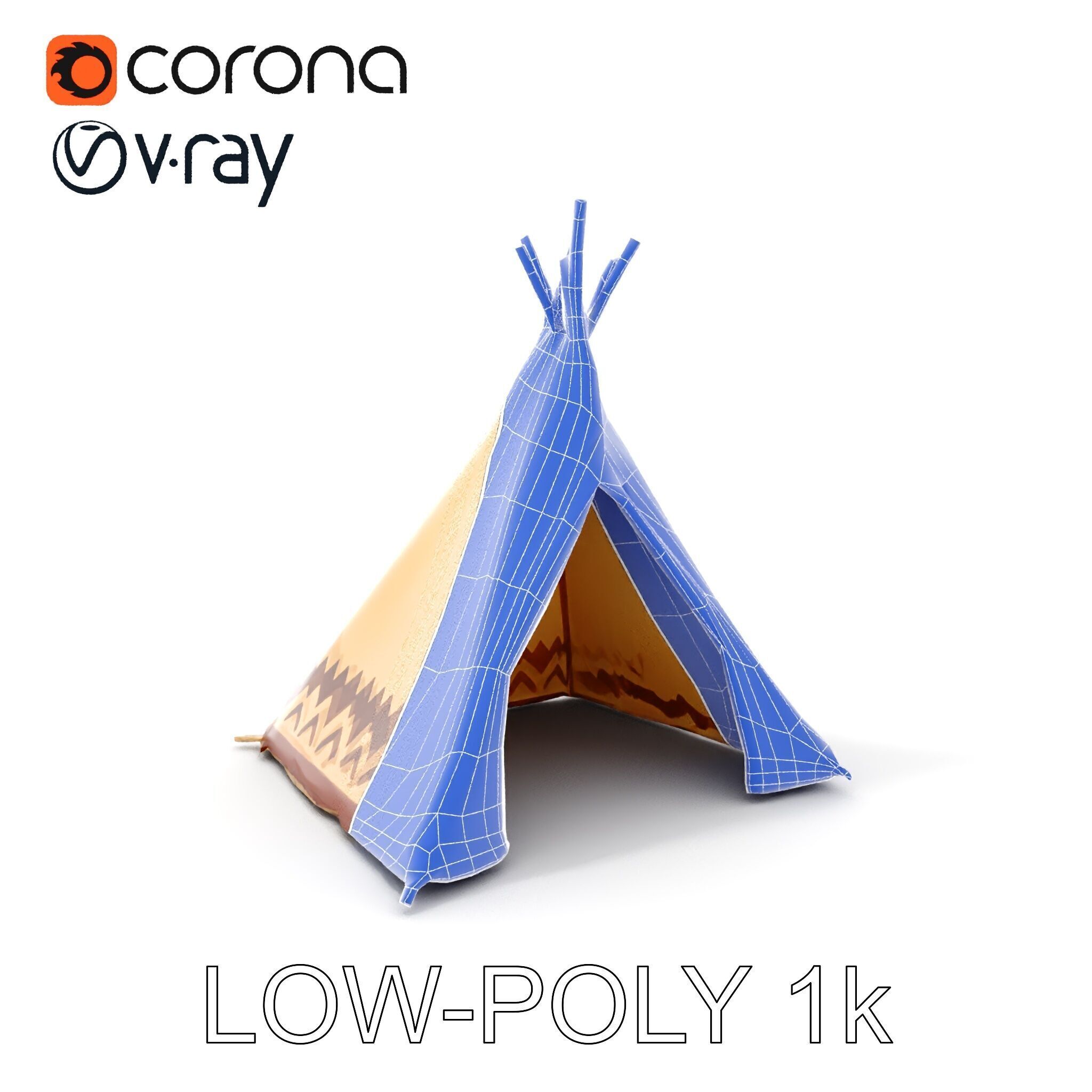 Traditional Teepee Model Pack with HighResolution Textures Low-poly 3D model_14