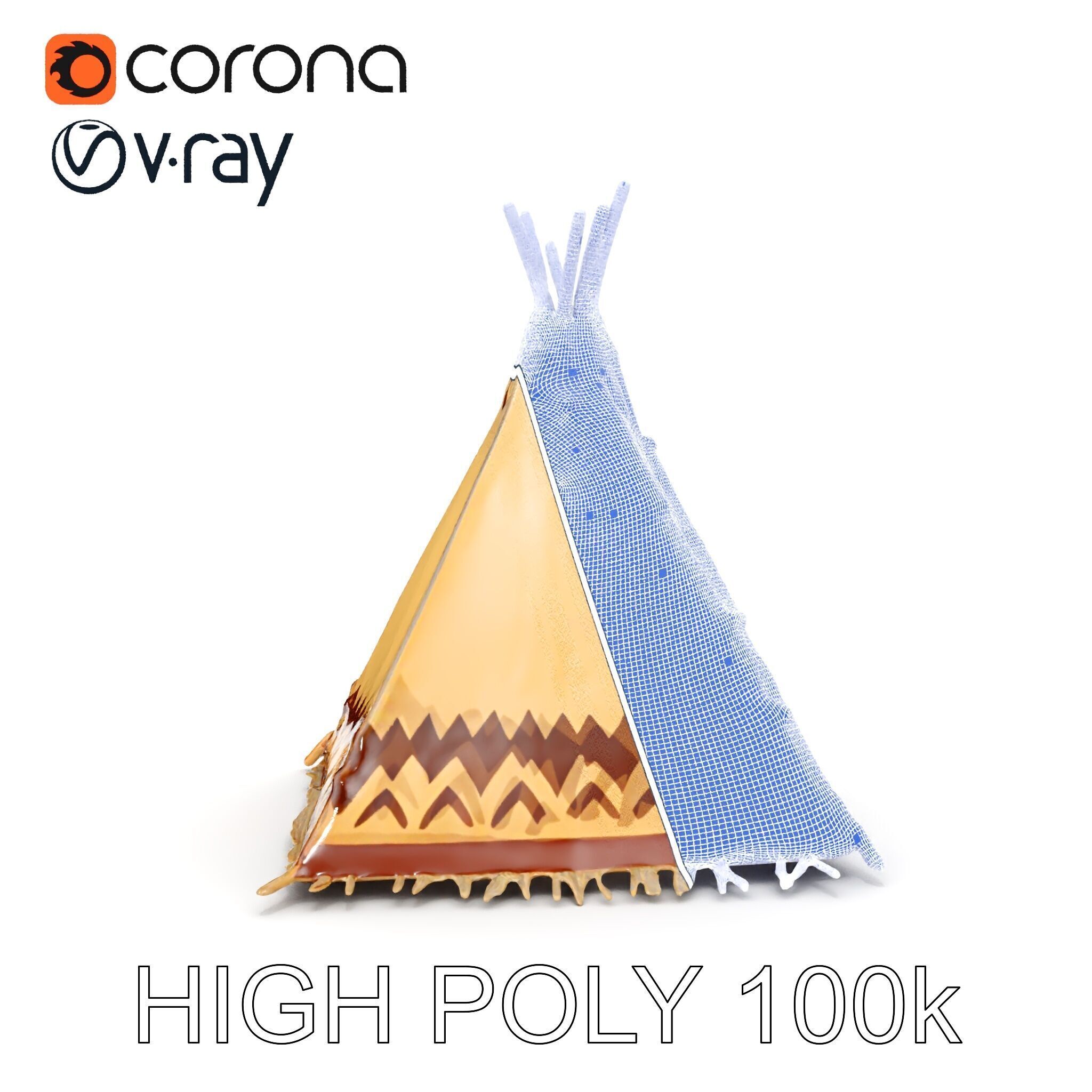 Traditional Teepee Model Pack with HighResolution Textures Low-poly 3D model_35