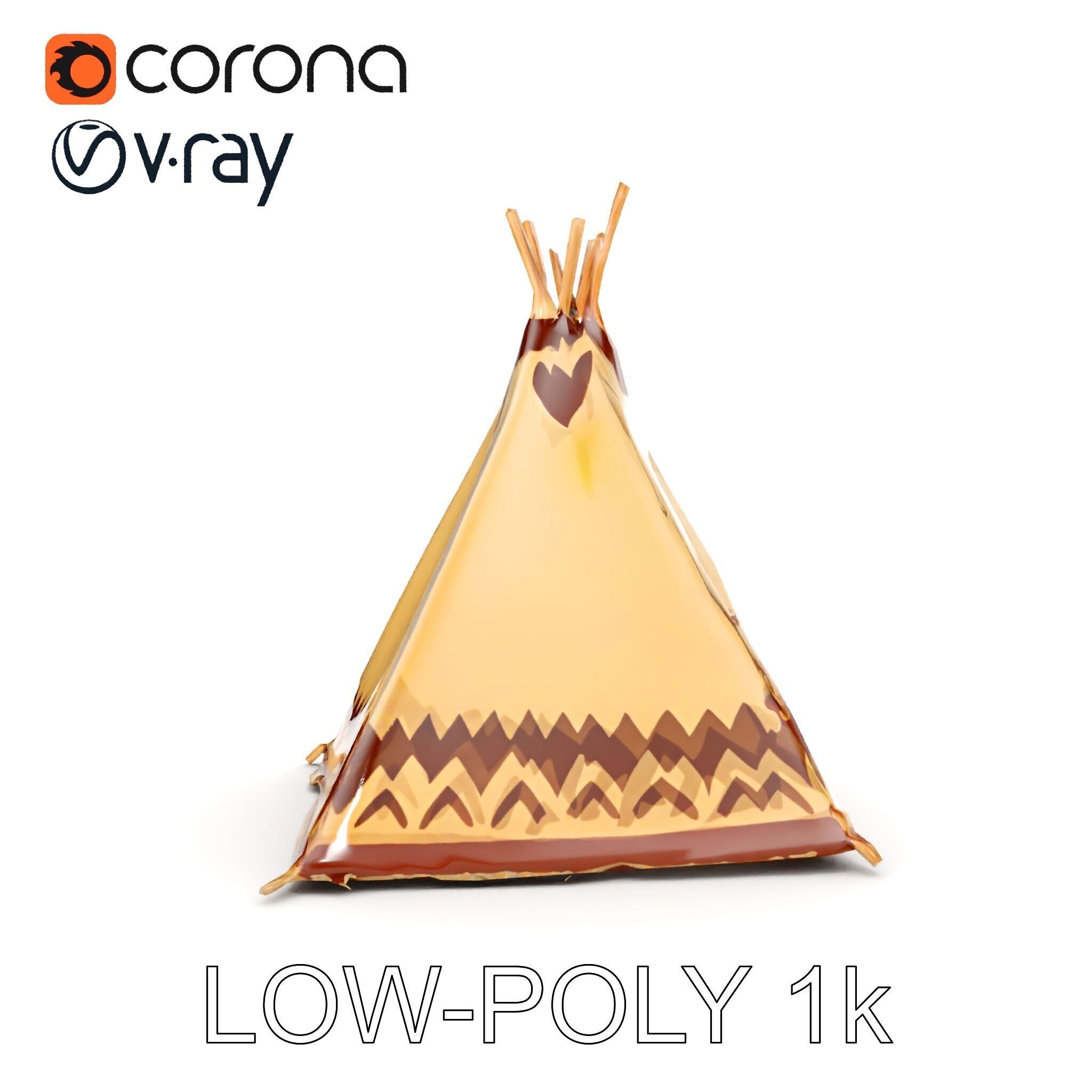 Traditional Teepee Model Pack with HighResolution Textures Low-poly 3D model_16