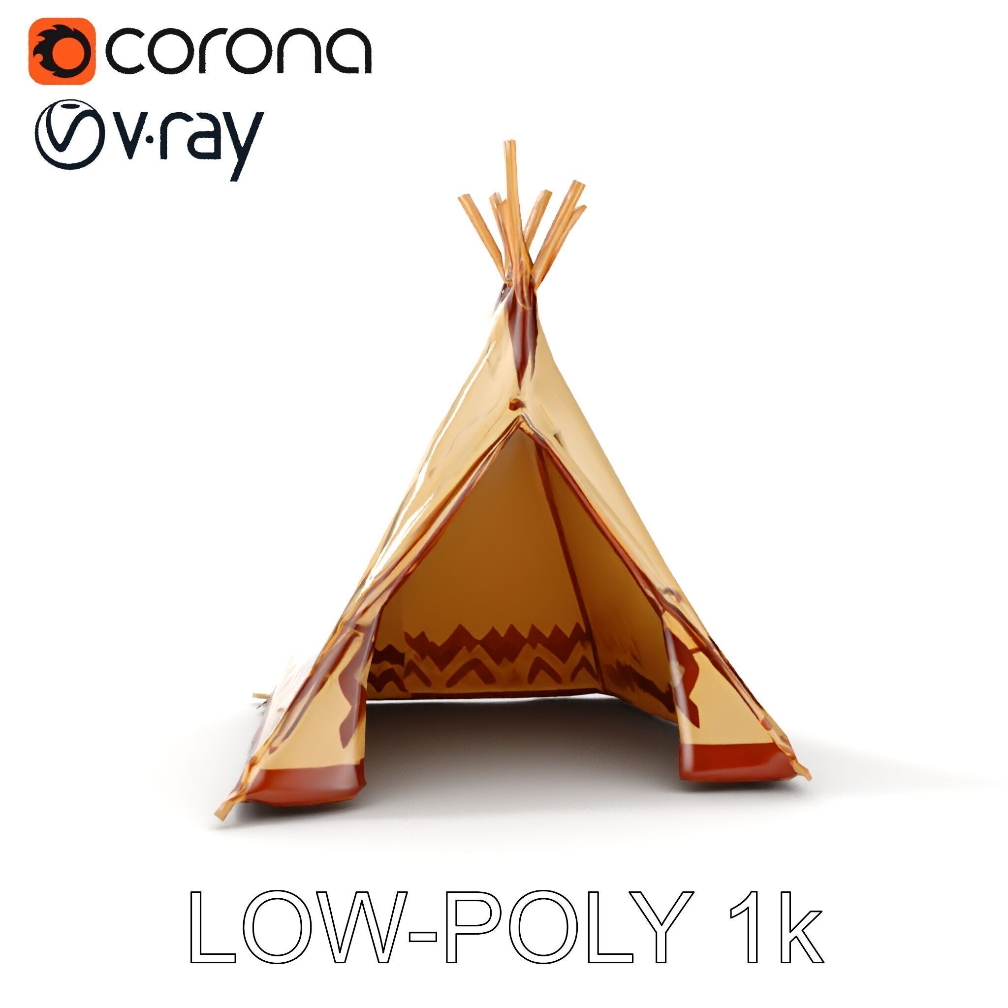 Traditional Teepee Model Pack with HighResolution Textures Low-poly 3D model_28