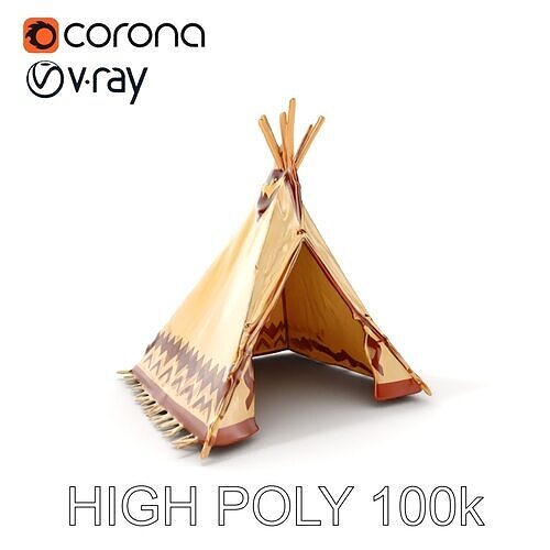 Traditional Teepee Model Pack with HighResolution Textures Low-poly 3D model