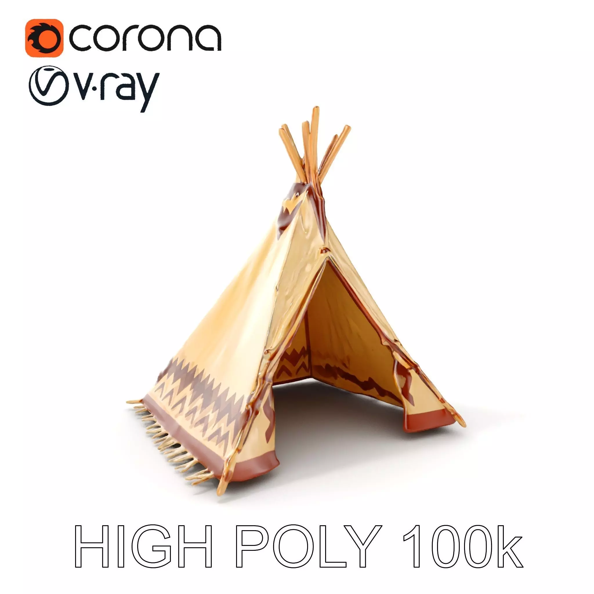 Traditional Teepee Model Pack with HighResolution Textures Low-poly 3D model_0