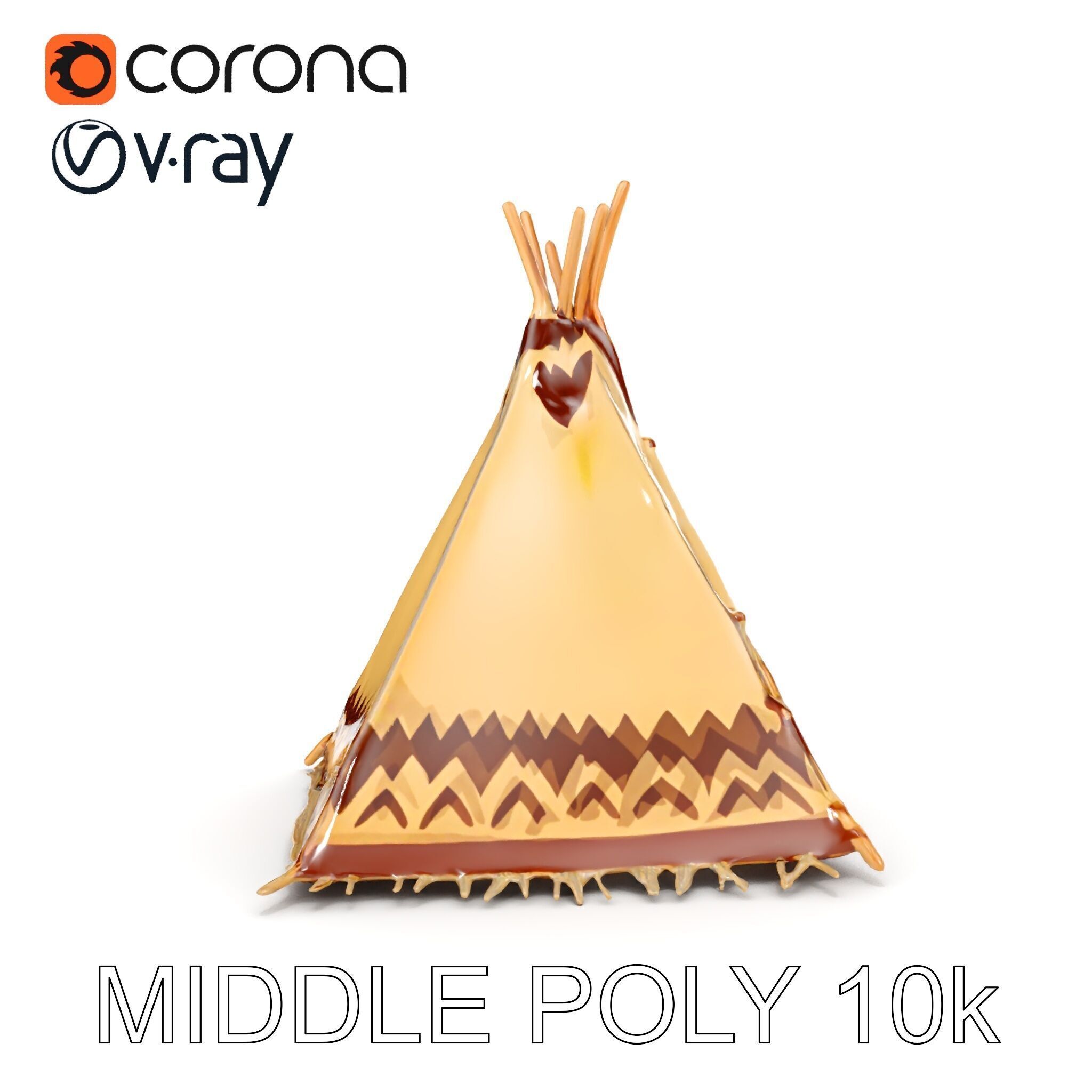 Traditional Teepee Model Pack with HighResolution Textures Low-poly 3D model_18