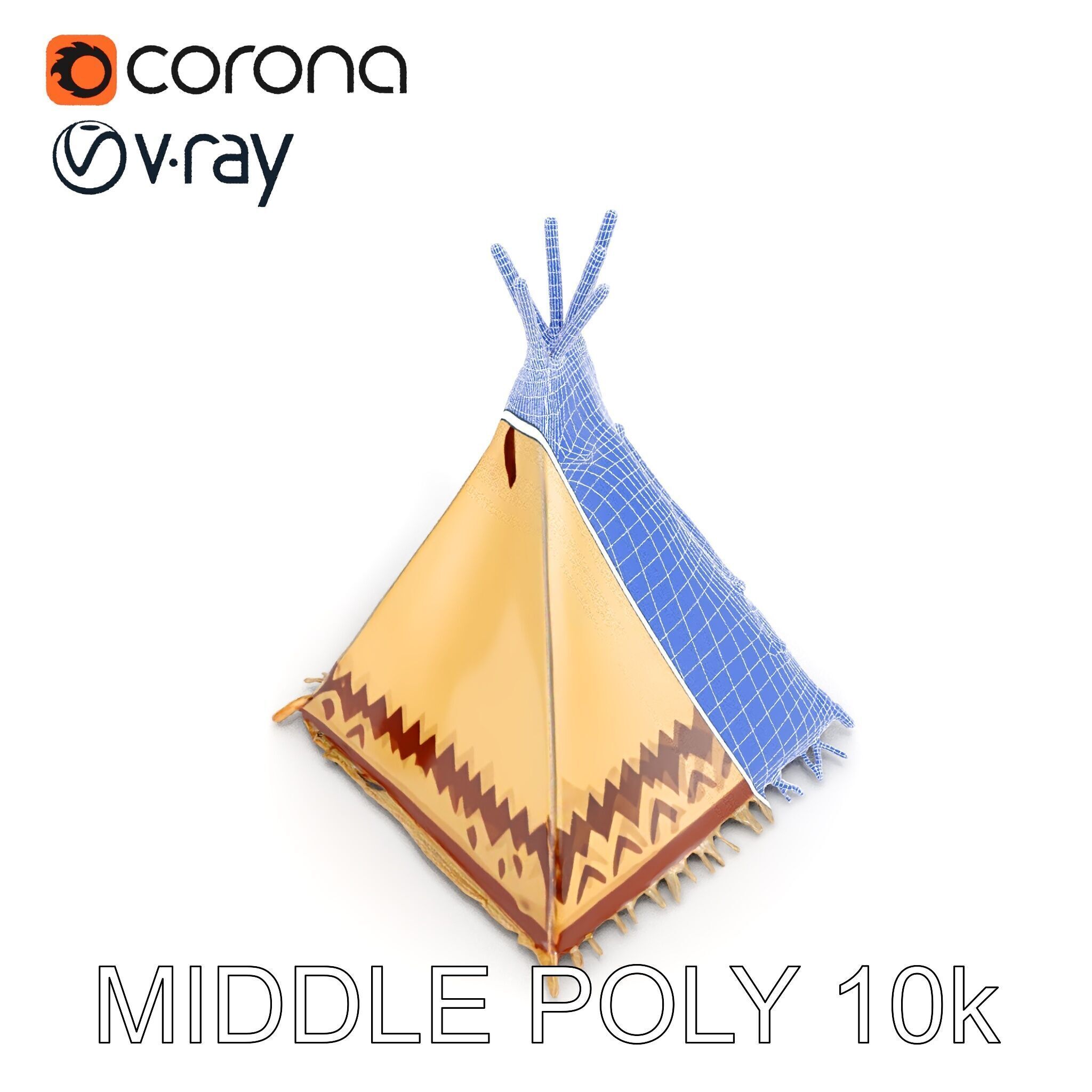 Traditional Teepee Model Pack with HighResolution Textures Low-poly 3D model_27