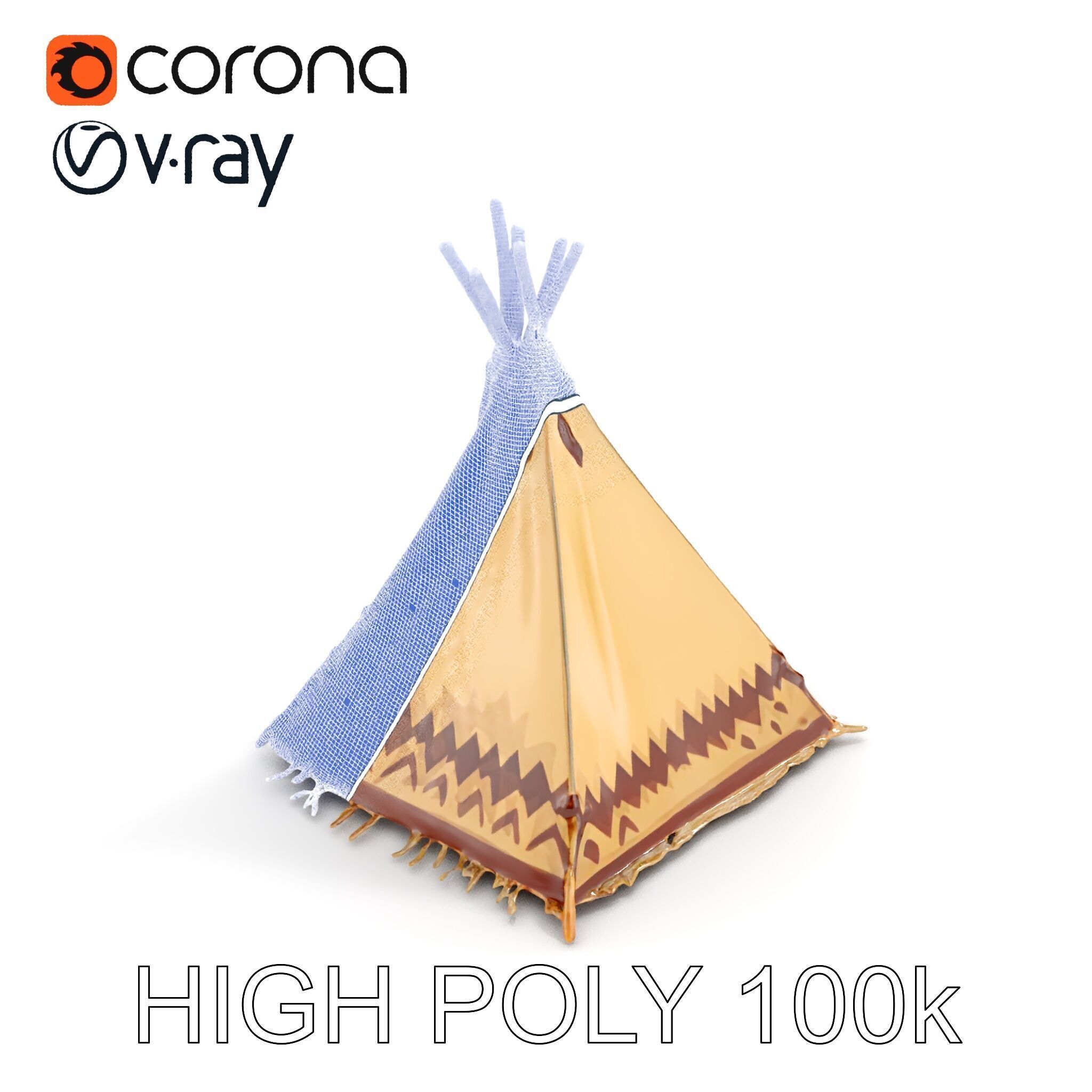 Traditional Teepee Model Pack with HighResolution Textures Low-poly 3D model_26