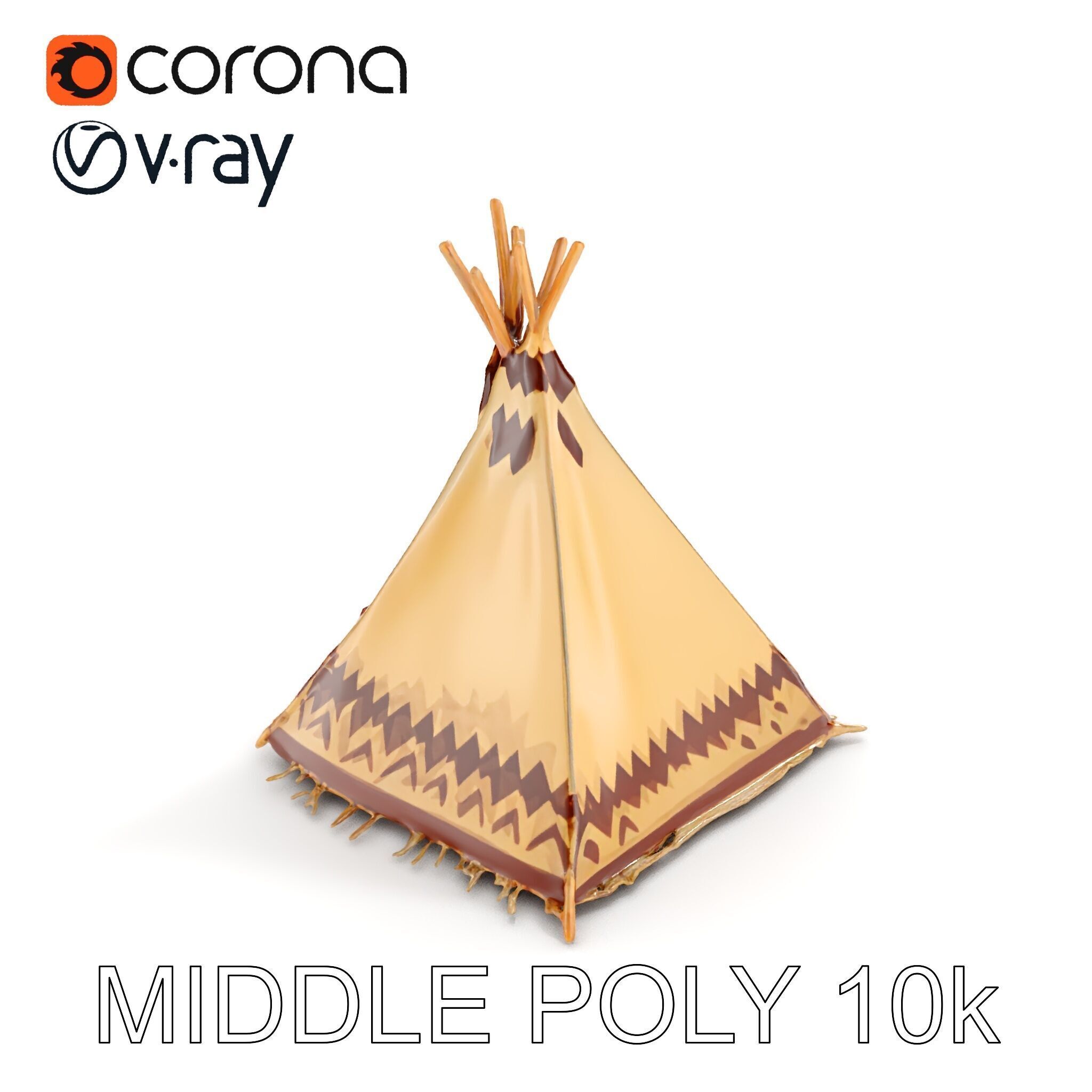 Traditional Teepee Model Pack with HighResolution Textures Low-poly 3D model_30