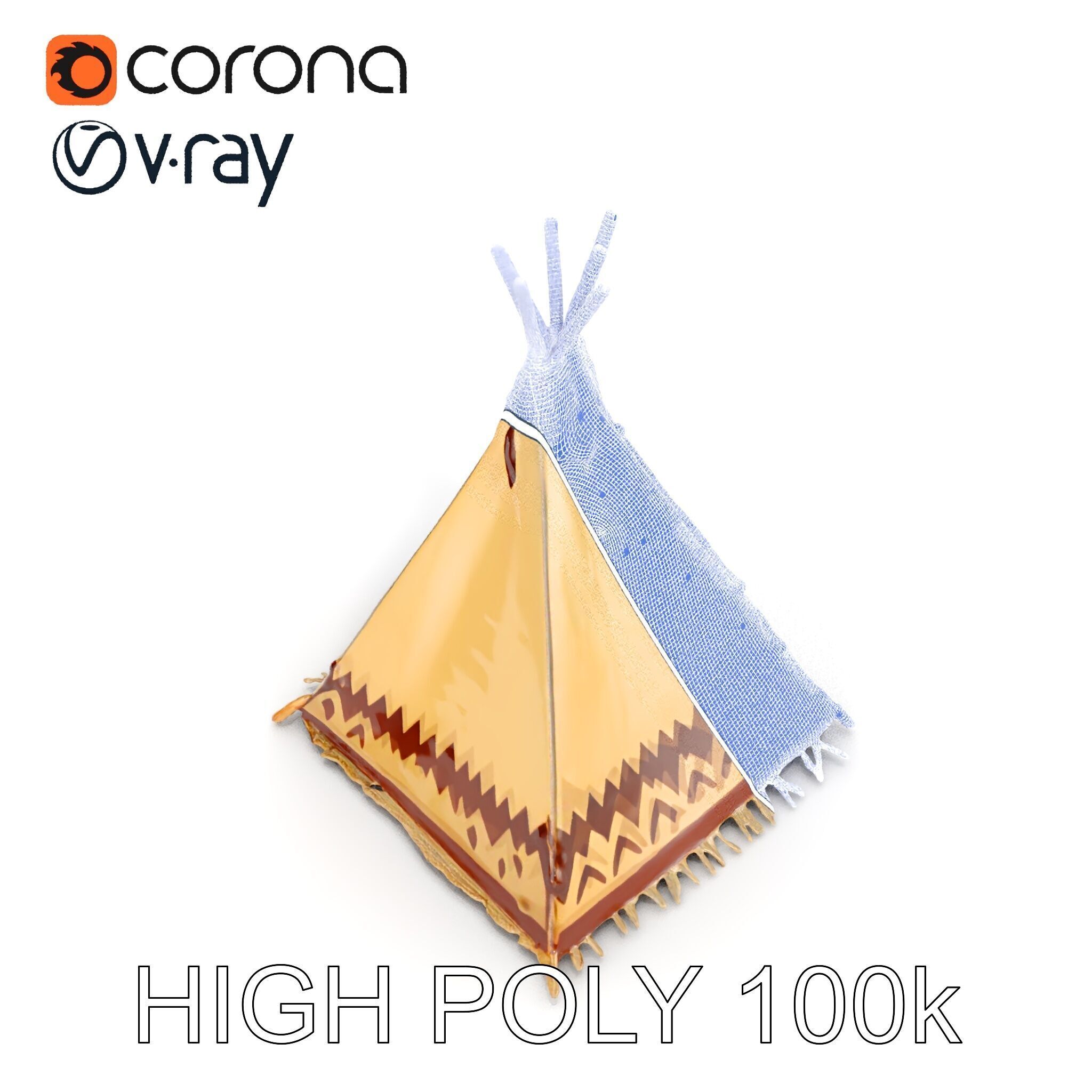 Traditional Teepee Model Pack with HighResolution Textures Low-poly 3D model_17