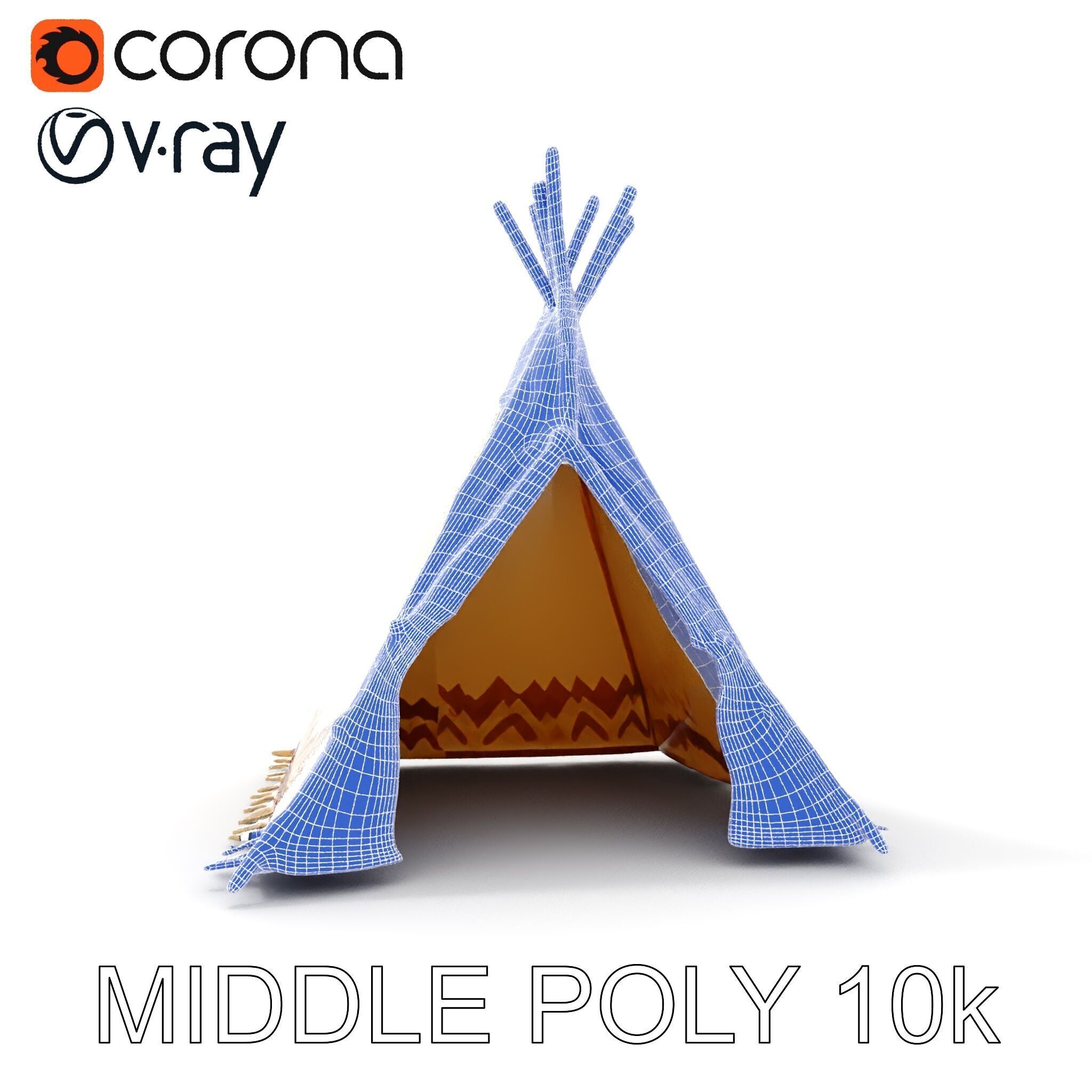 Traditional Teepee Model Pack with HighResolution Textures Low-poly 3D model_10