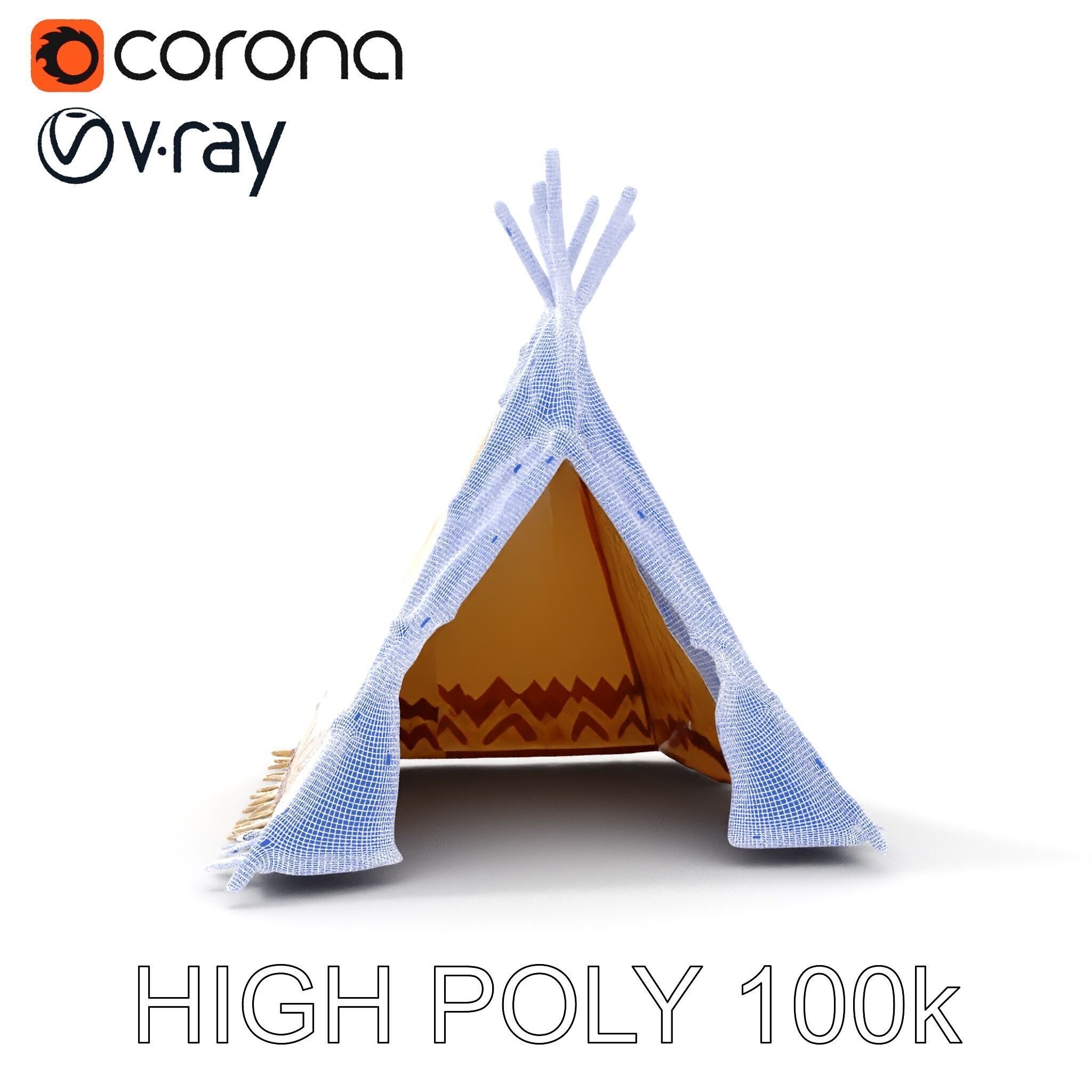 Traditional Teepee Model Pack with HighResolution Textures Low-poly 3D model_12