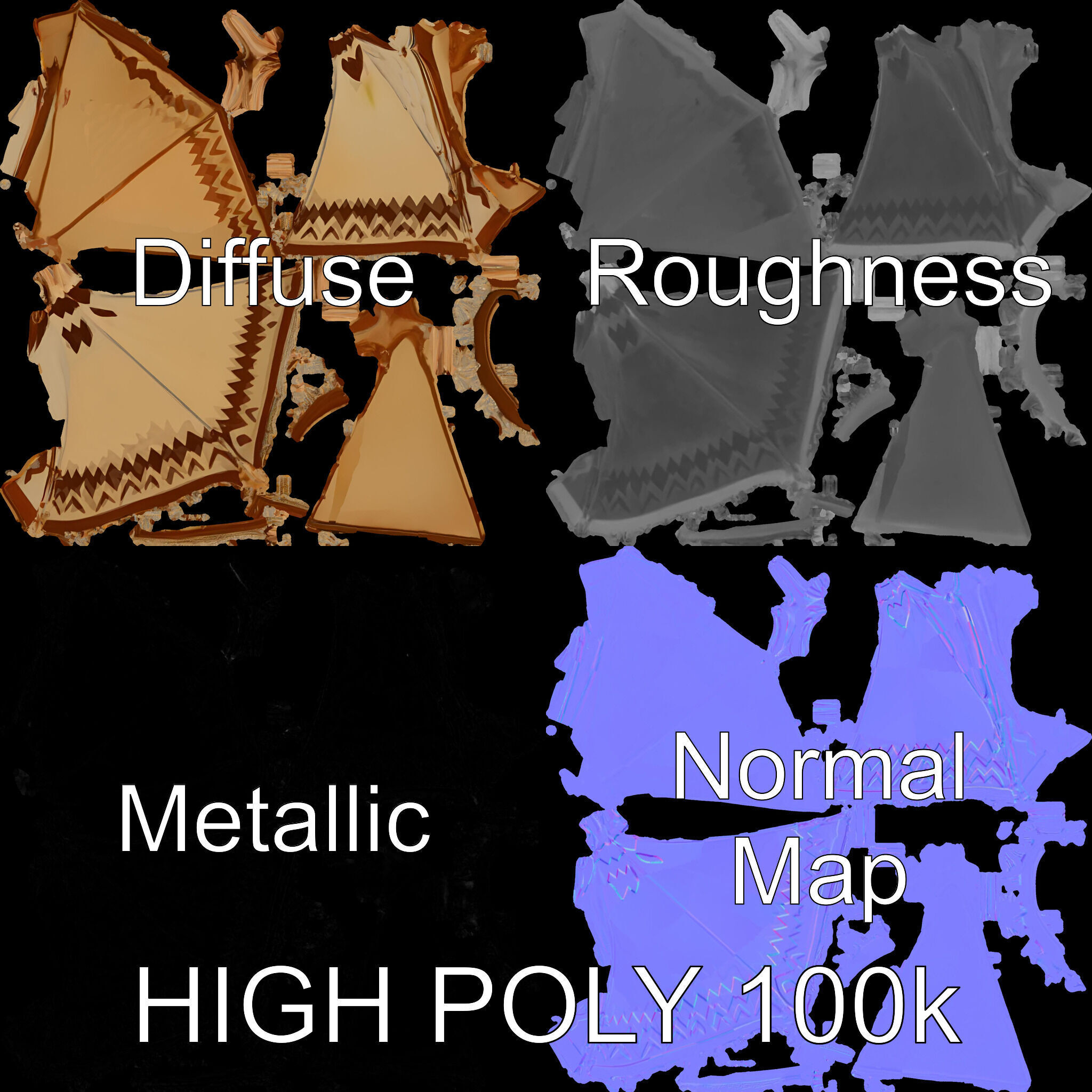 Traditional Teepee Model Pack with HighResolution Textures Low-poly 3D model_3