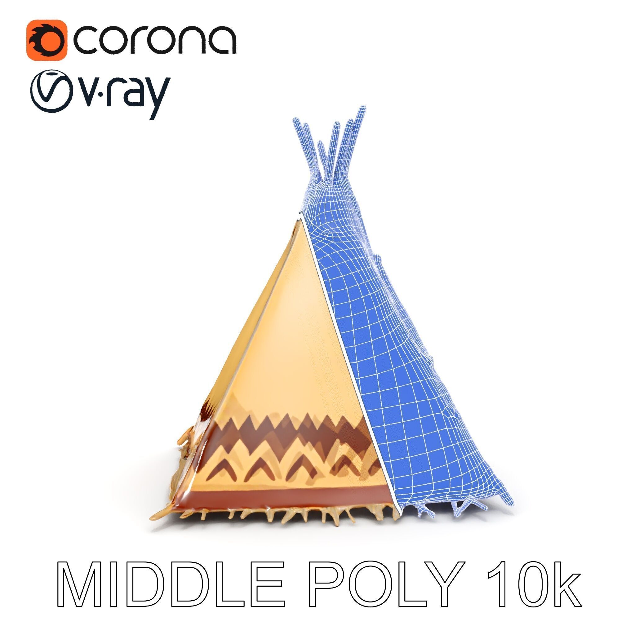 Traditional Teepee Model Pack with HighResolution Textures Low-poly 3D model_32
