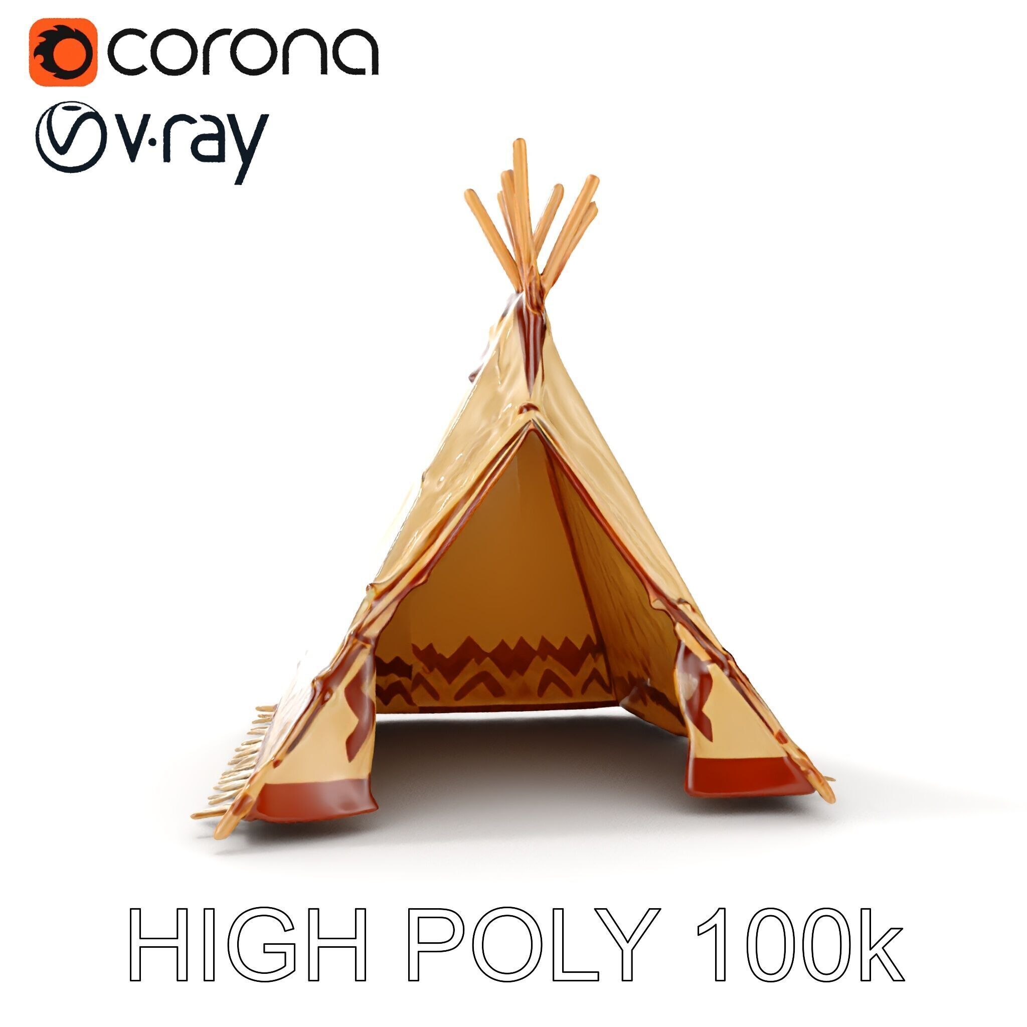 Traditional Teepee Model Pack with HighResolution Textures Low-poly 3D model_20