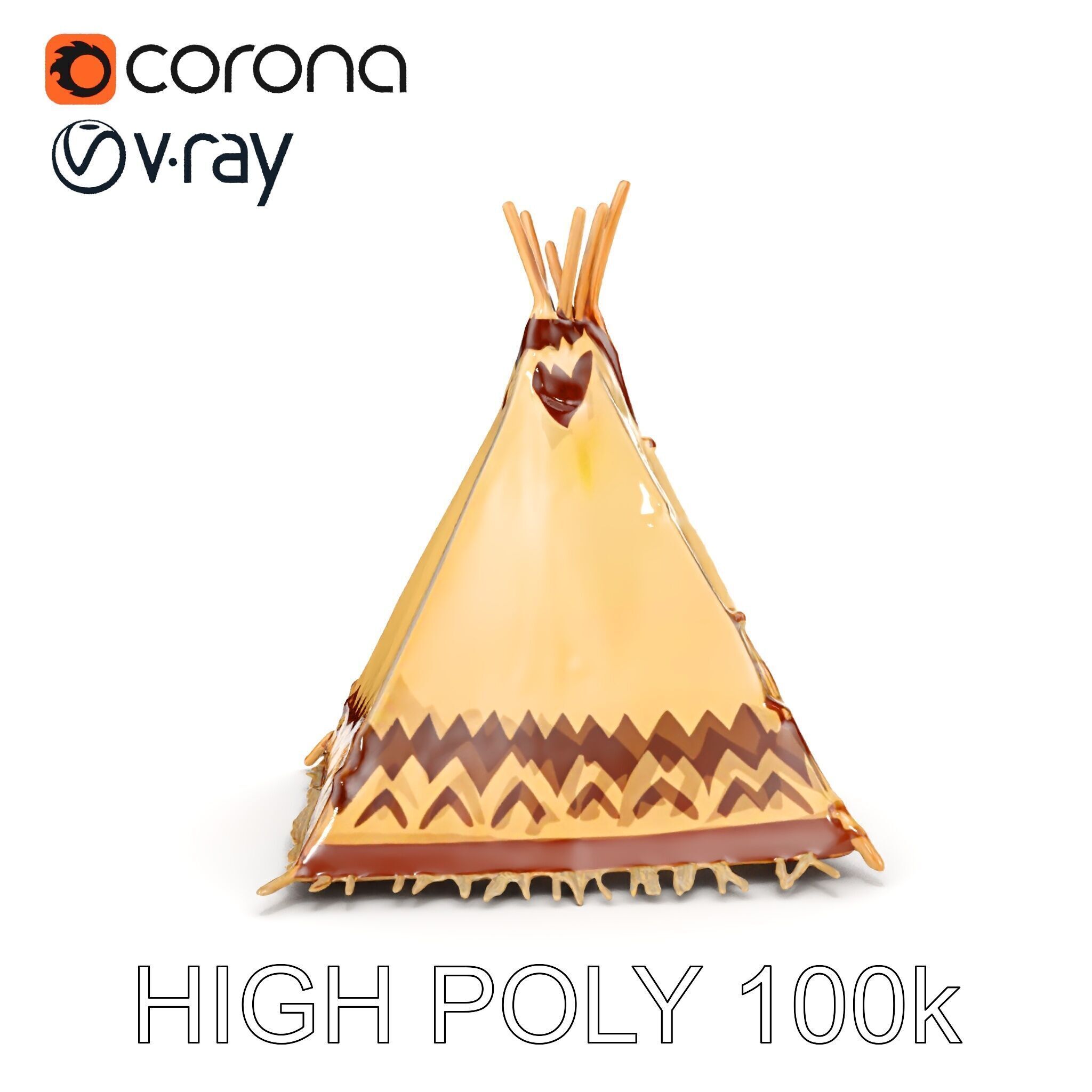 Traditional Teepee Model Pack with HighResolution Textures Low-poly 3D model_29