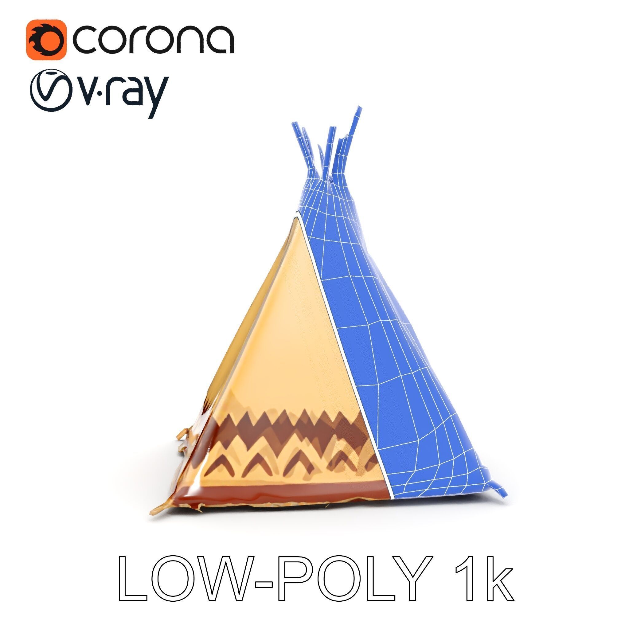 Traditional Teepee Model Pack with HighResolution Textures Low-poly 3D model_19