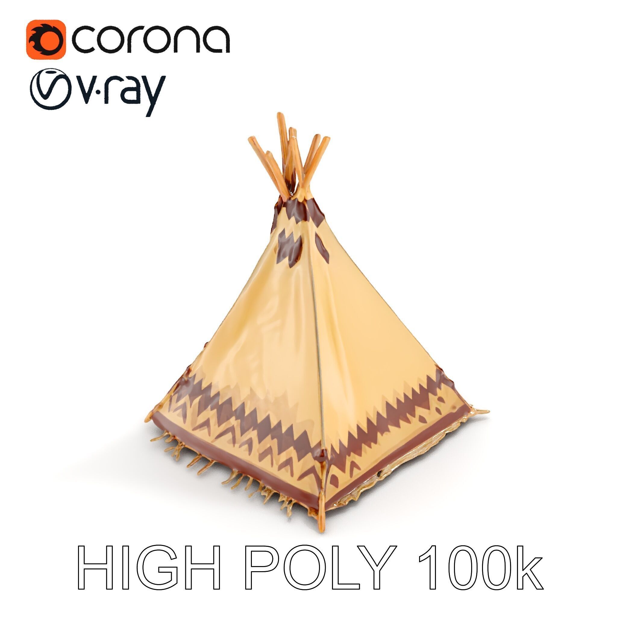Traditional Teepee Model Pack with HighResolution Textures Low-poly 3D model_34