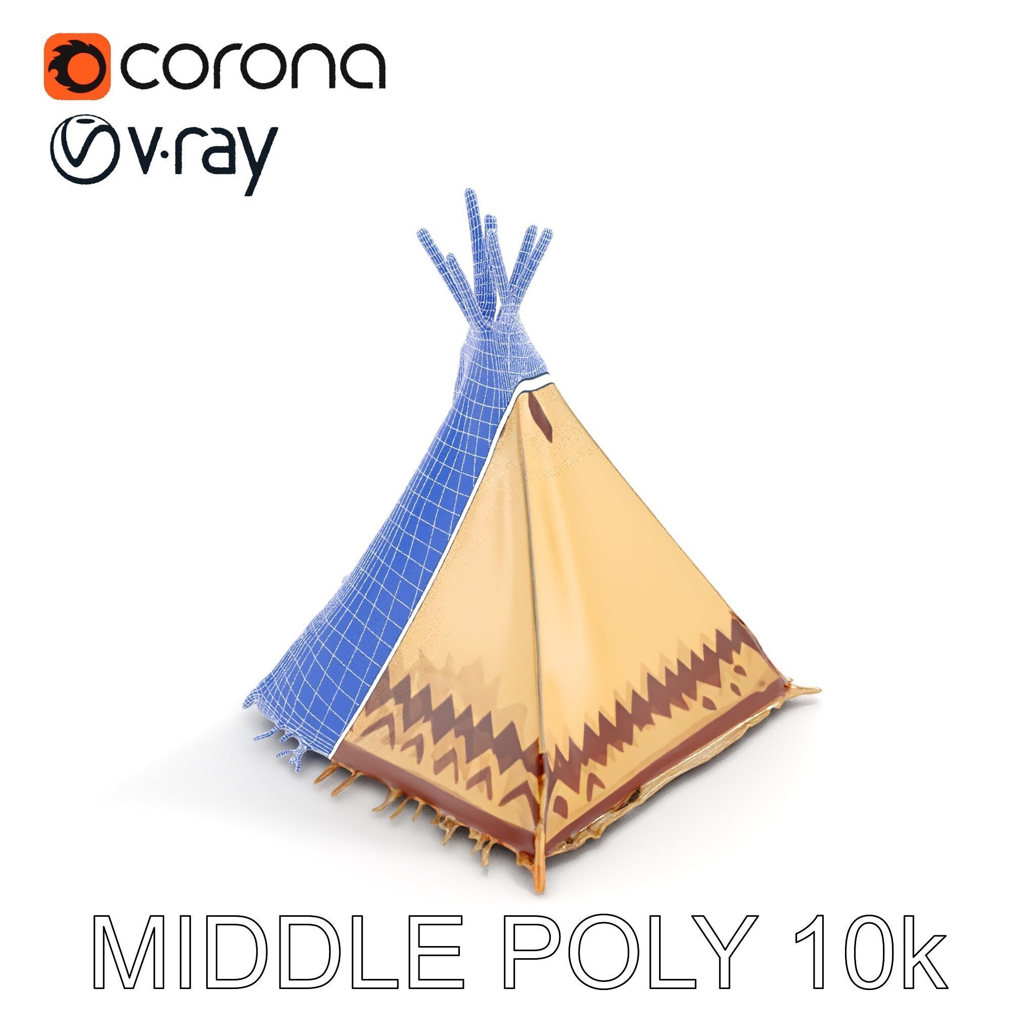 Traditional Teepee Model Pack with HighResolution Textures Low-poly 3D model_24
