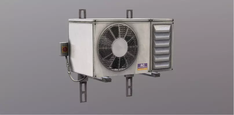 Realistic Industrial Air Conditioning Outdoor Unit 3D Model  Low-poly 3D model_0